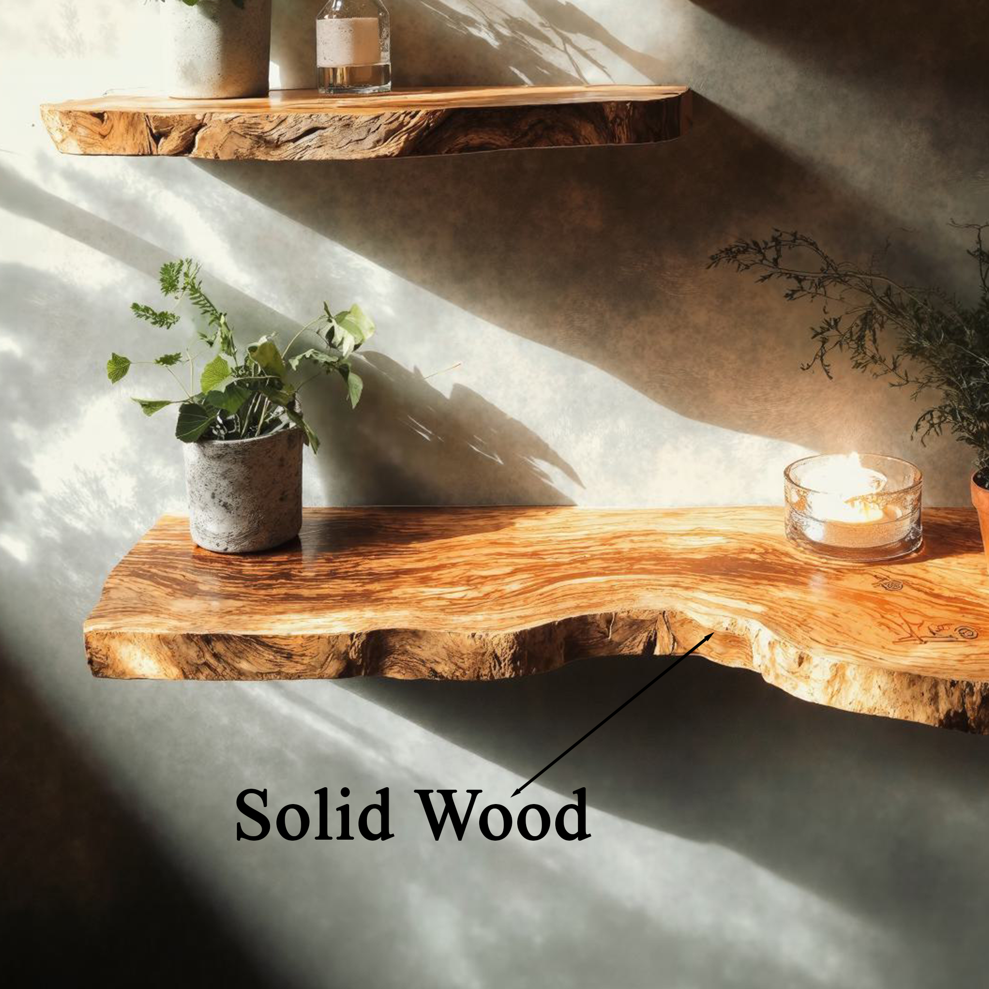 Solid Wood Floating Shelf Long Bookshelf SINLFL041