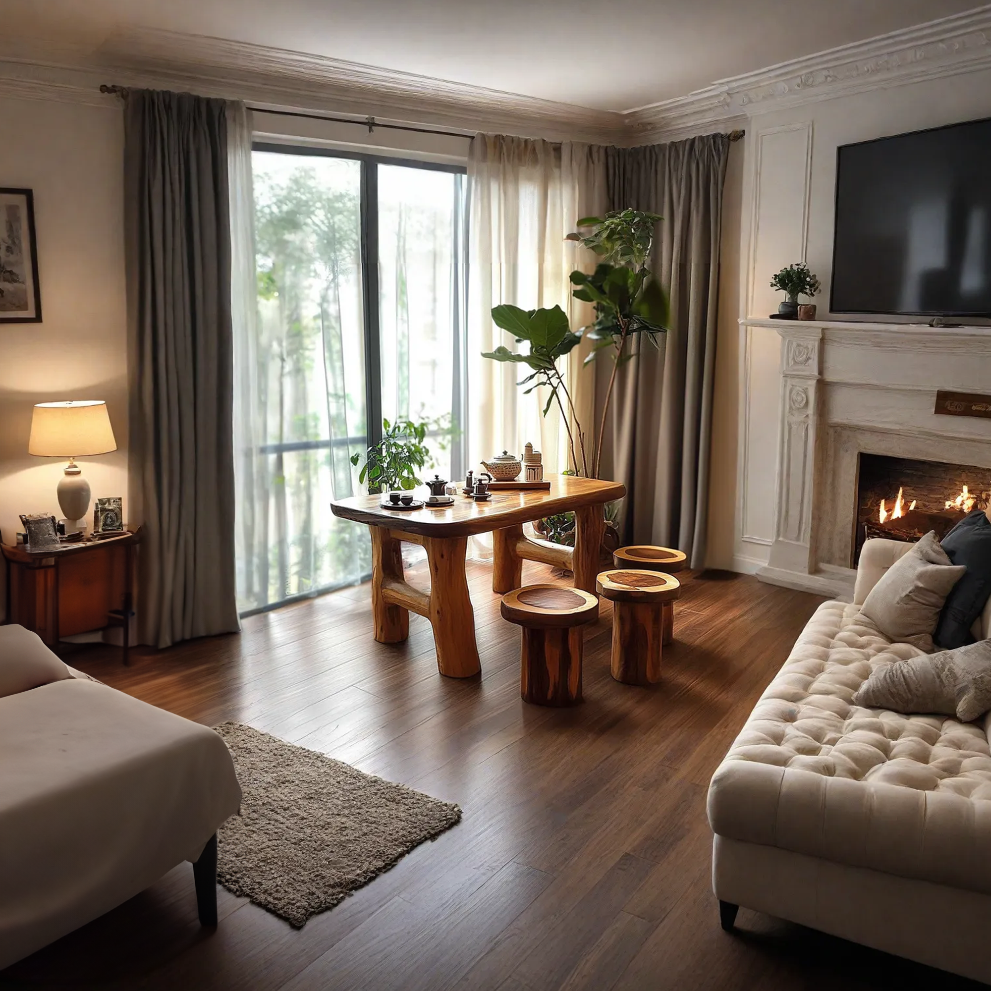 Handmade Table Set Tea Table Set Rustic Decor Living Room Gift SINLDT011