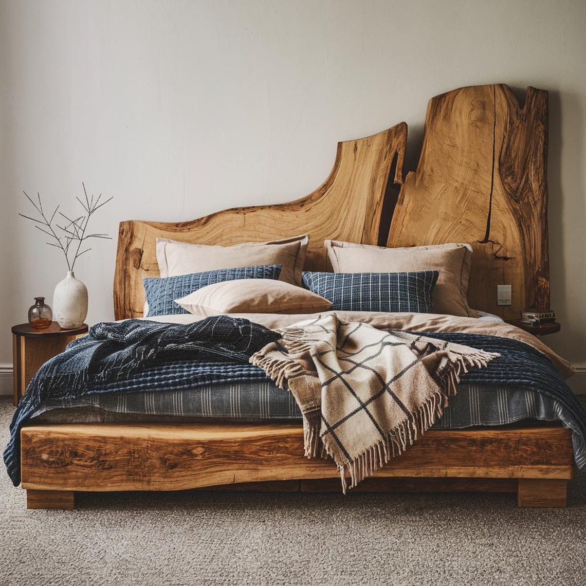 Rustic Live Edge Wooden Headboard For Cozy Bedrooms And Stylish Interiors SITHHB007