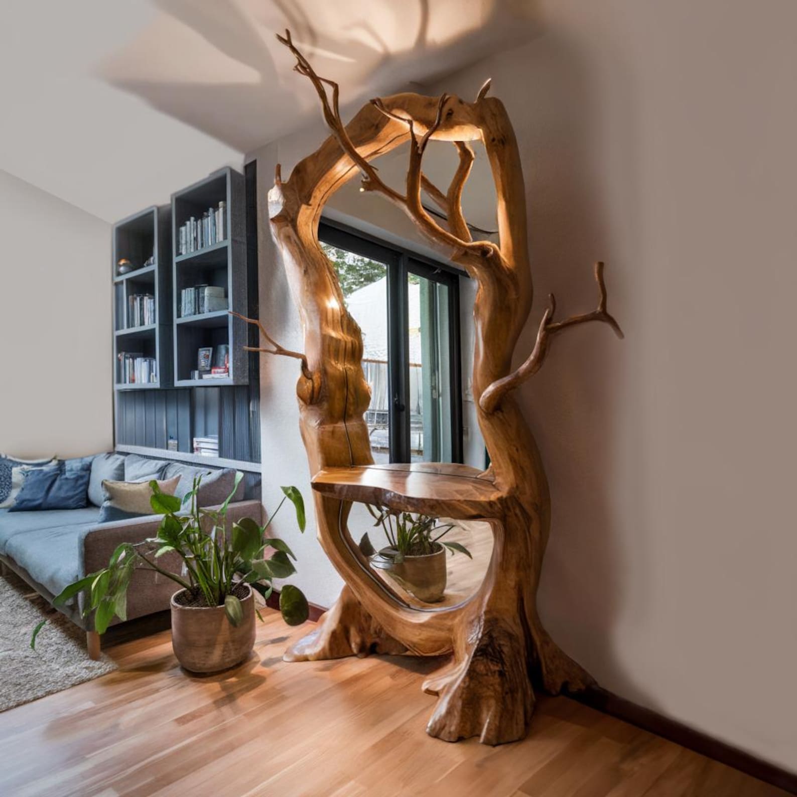 Unique Crafted Natural Wood Mirror And Full Length Sculptural Dressing Mirror For Bedroom And Living Room Decor SITHMI002