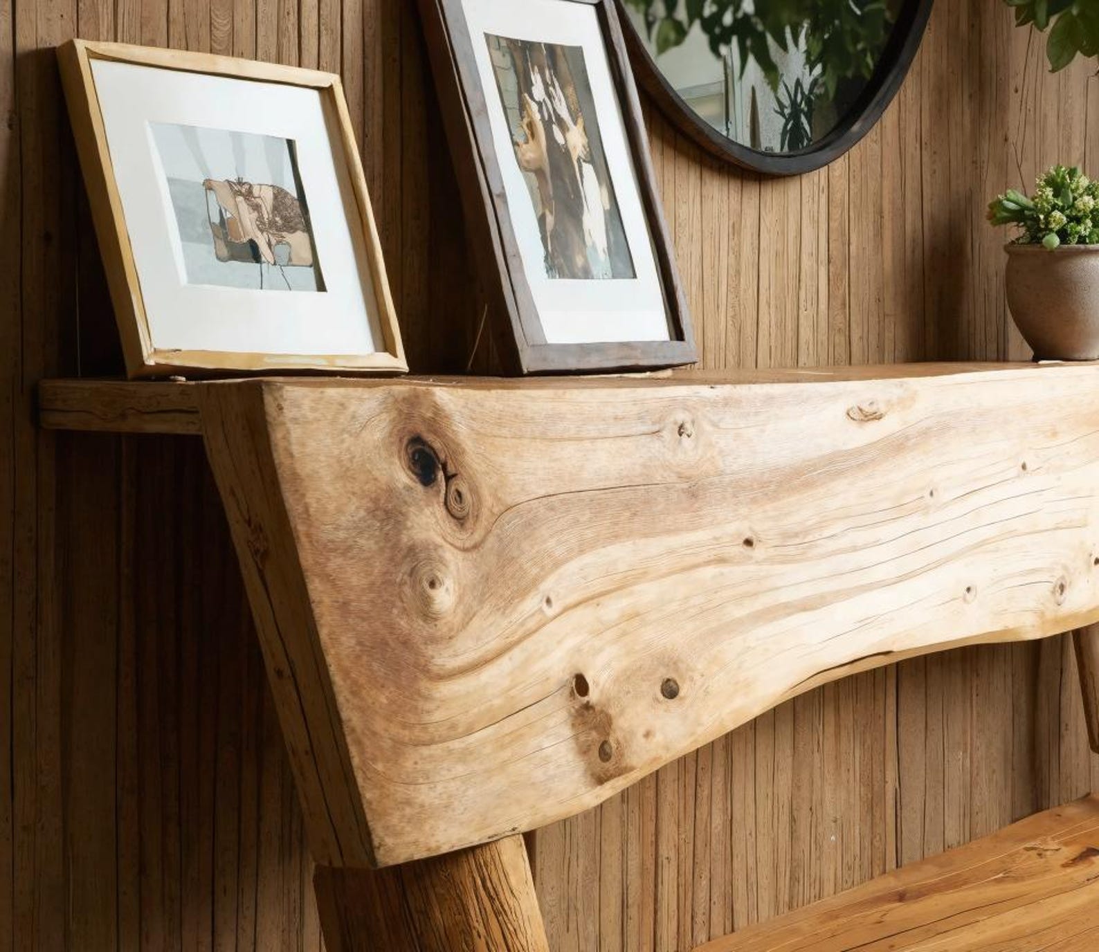 Rustic Interior Style Live Edge Handcrafted Bench For Outdoor And Hallway Seating SITHBEN004