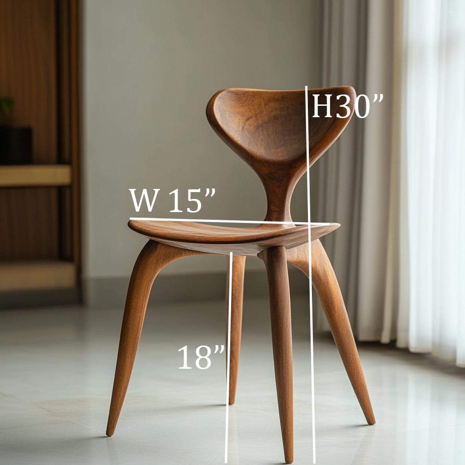 Elegant Sculpted Wooden Chair For Dining Room And Kitchen Counter Spaces SITHCHR002