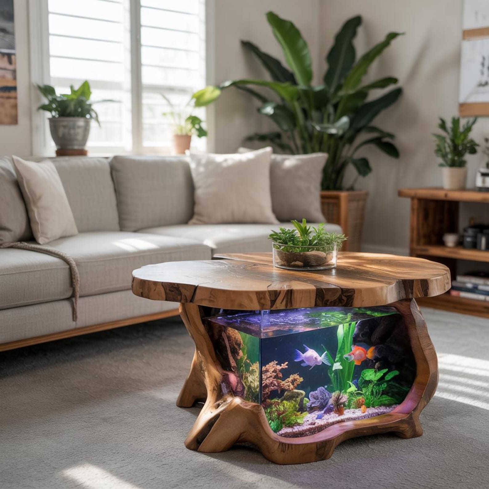 Rustic Aquarium Coffee Table For Living Room, Bedroom Decor SITHTAM005