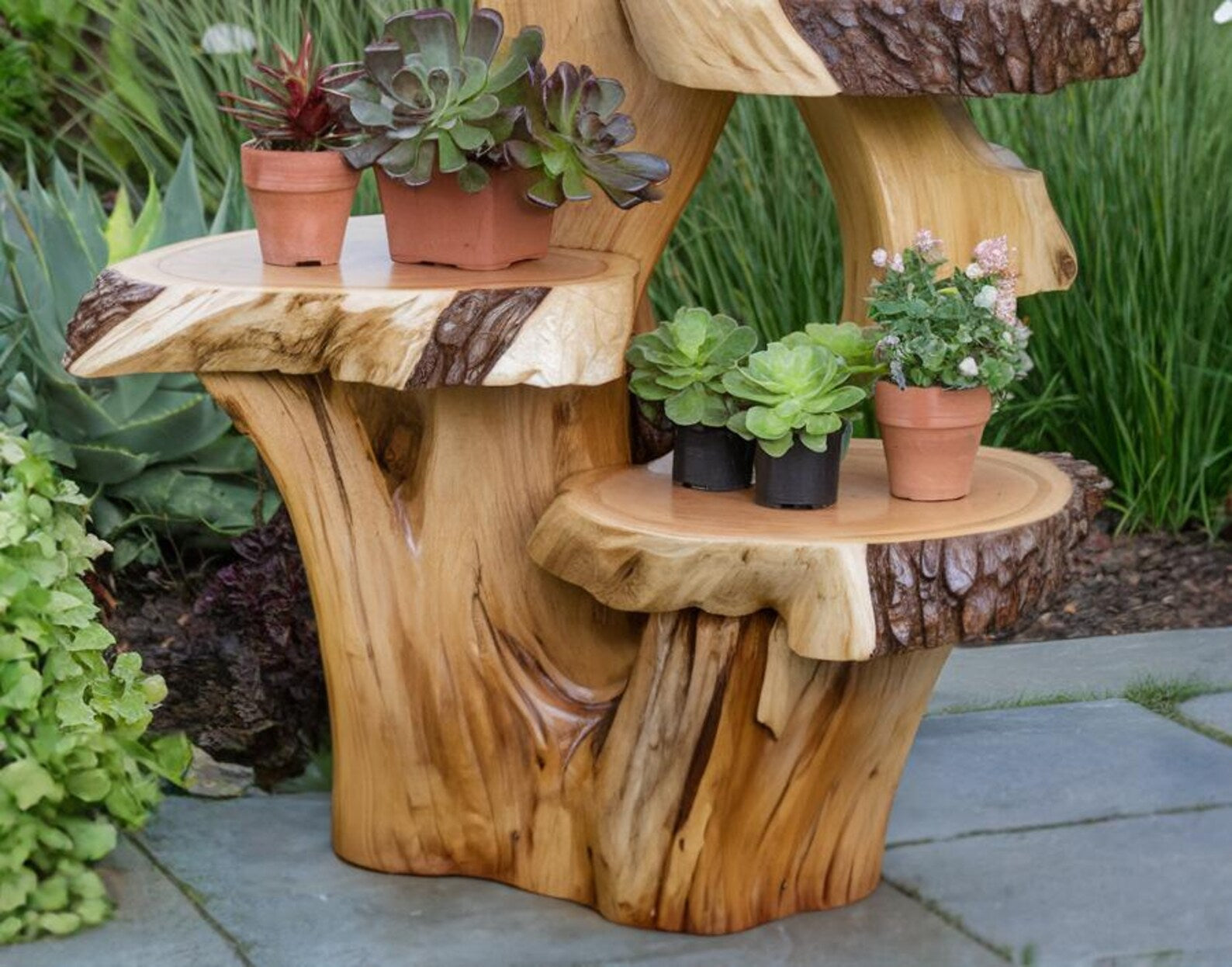 Rustic Multi Tier Plant Stand For Indoor And Outdoor Decor In Garden And Patio Spaces SITHPS003