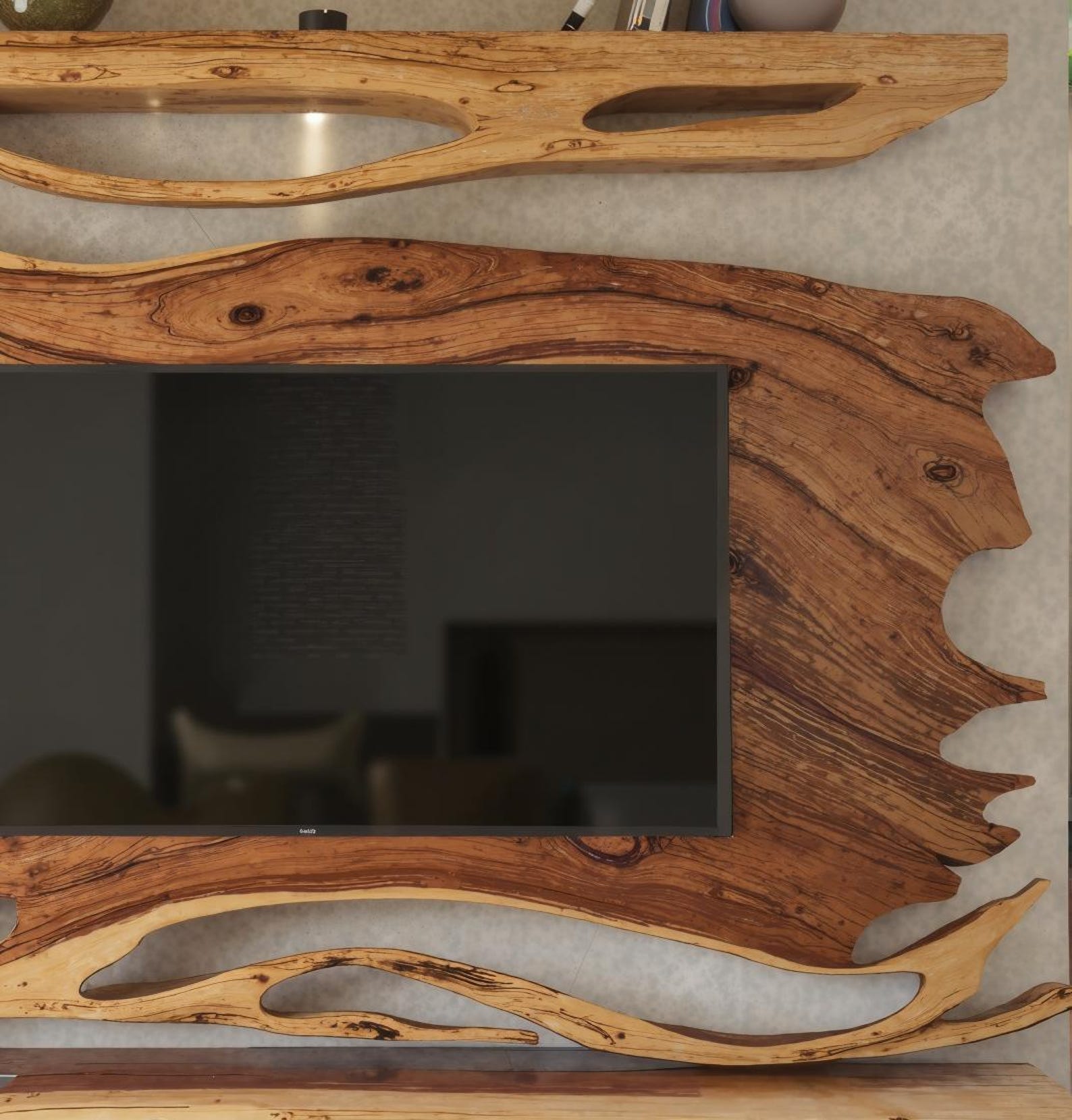 Rustic Style Tv Shelf For Living Room And Entertainment Area SITHTVC004