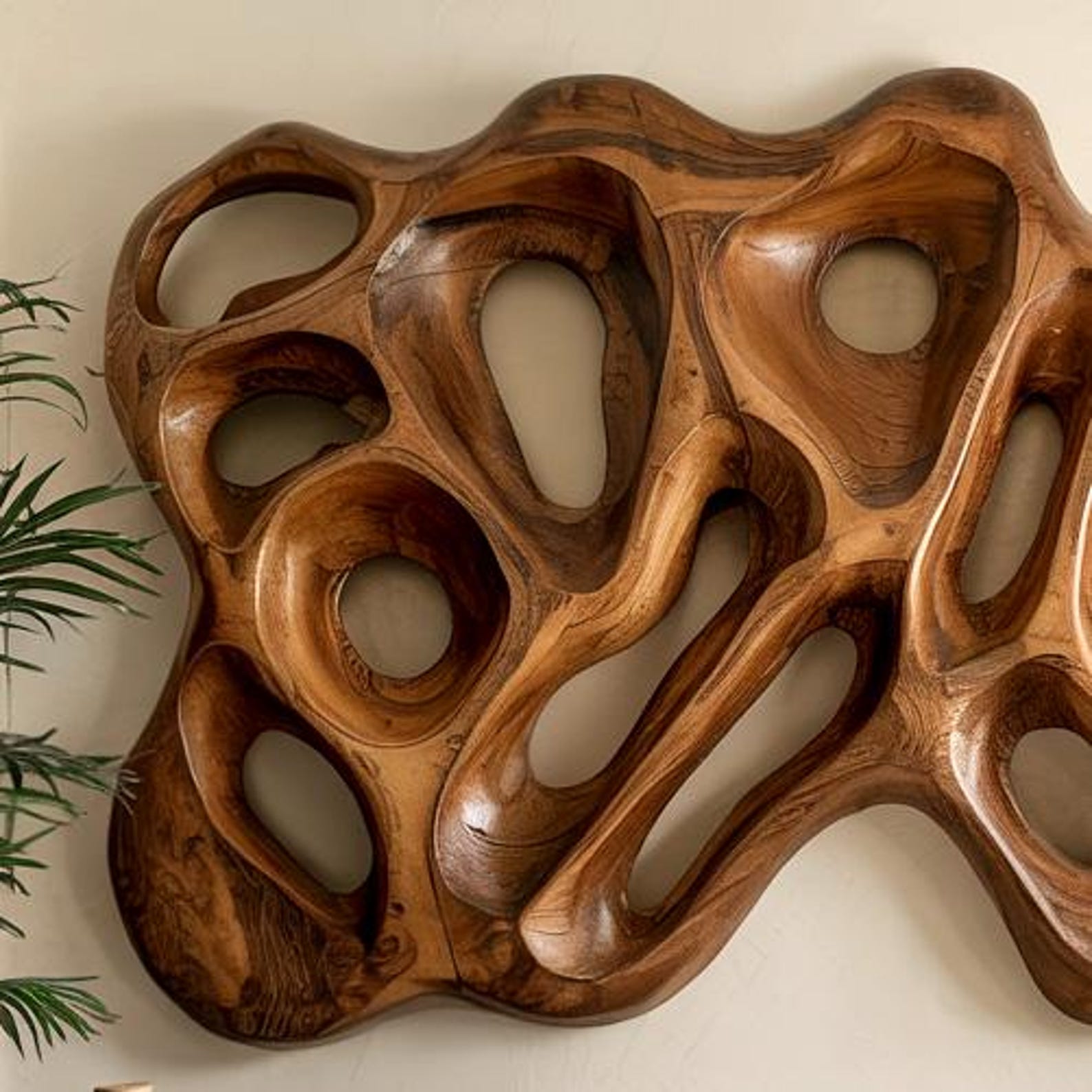 Modern Organic Wood Wall Sculpture For Living Room Feature Wall And Artistic Interior Accent SITHWA010