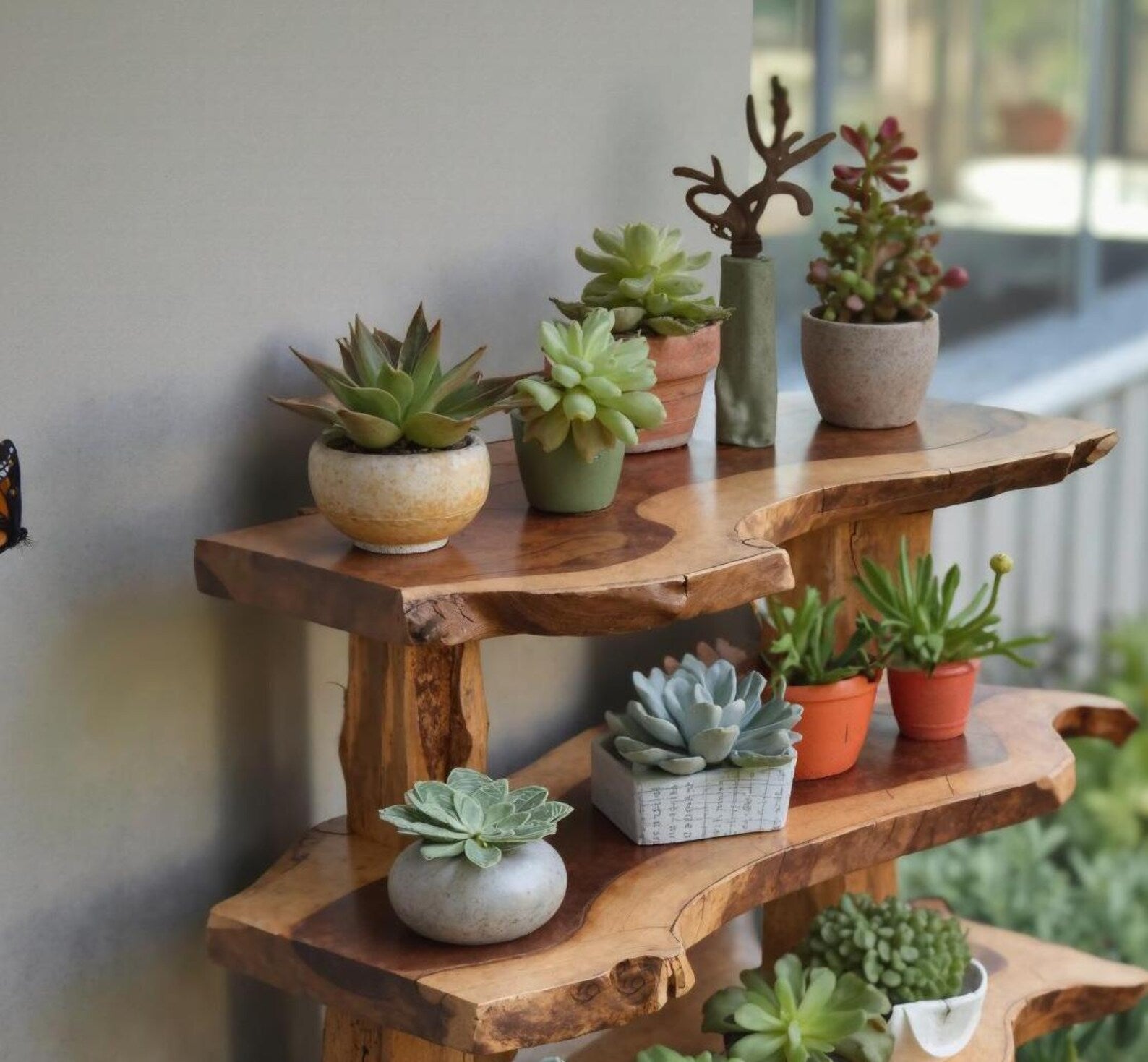 Rustic Garden Shelf Multi Tier Plant Stand For Succulents And Flowers In Outdoor Spaces SITHPS002