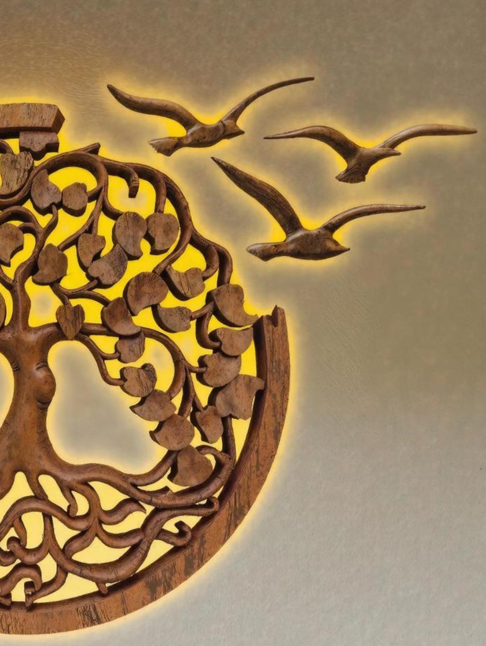 Rustic Tree Of Life Wall Art Decor From Handcrafted Wood For Living Room And Bedroom Spaces SITHWA005