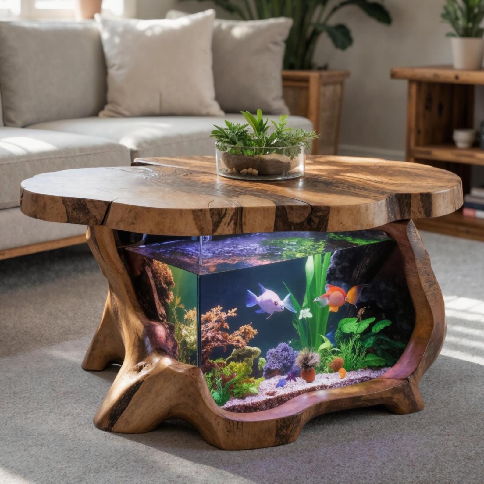 Rustic Aquarium Coffee Table For Living Room, Bedroom Decor SITHTAM005