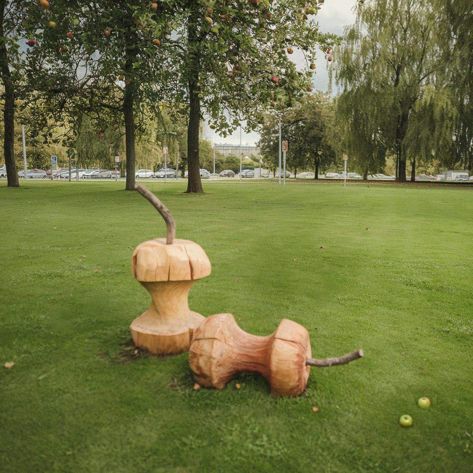 Rustic Home Decor With Wooden Apple Cores And Apple Core Wood Sculpture In Living Room And Kitchen SITHWA004