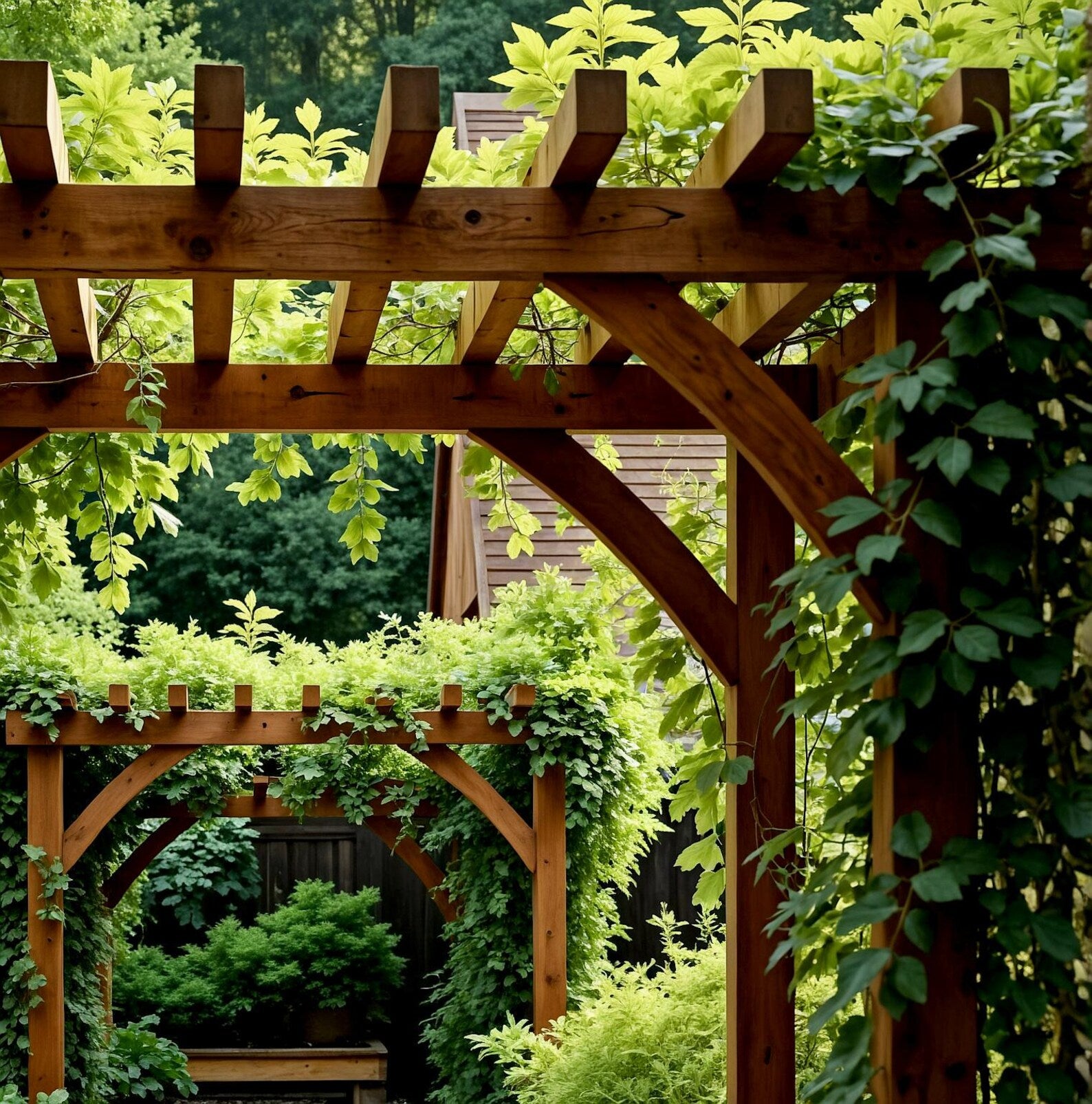 Solid Wood Pergola And Solid Wood Planter Box For Garden Pathways And Outdoor Living Areas SITHPT001