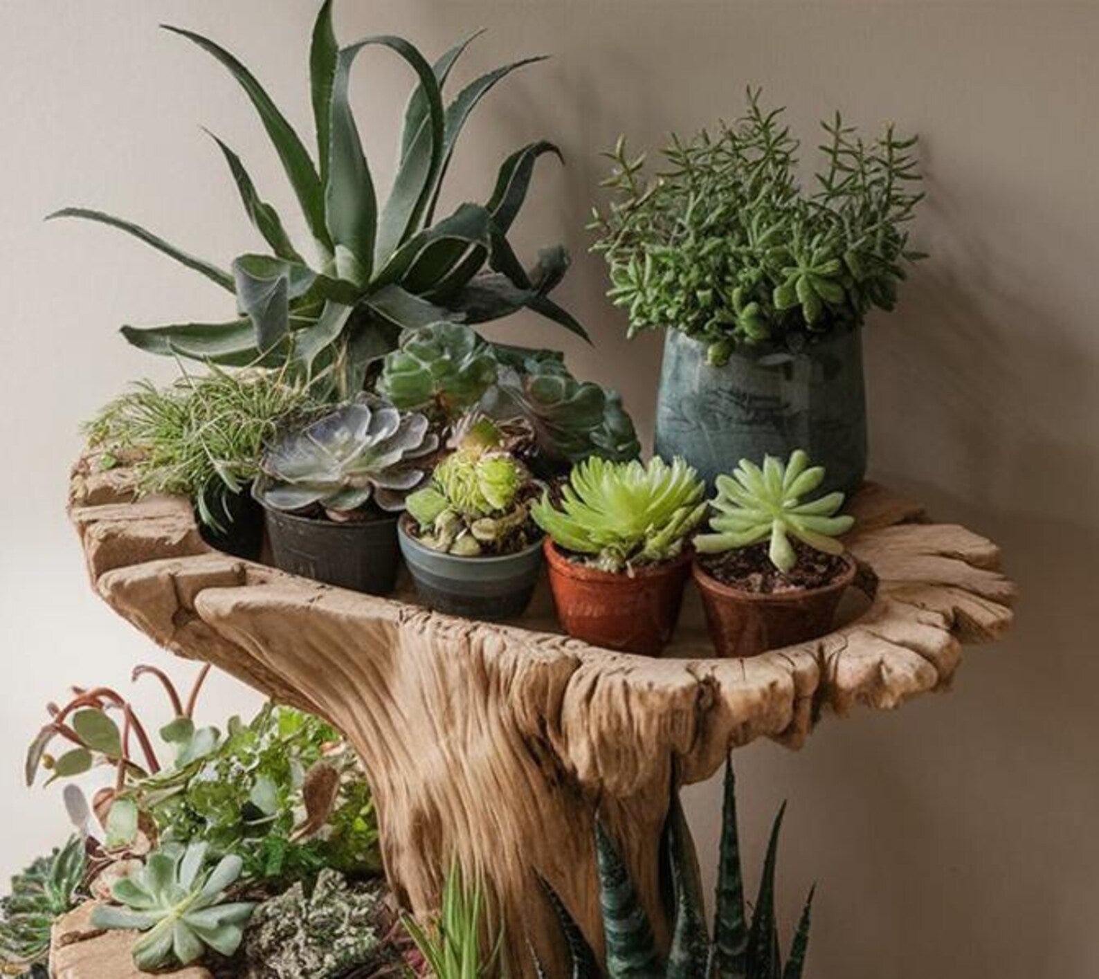 Natural Wooden Multi Tier Plant Stand For Indoor And Outdoor Home Decor SITHPT004