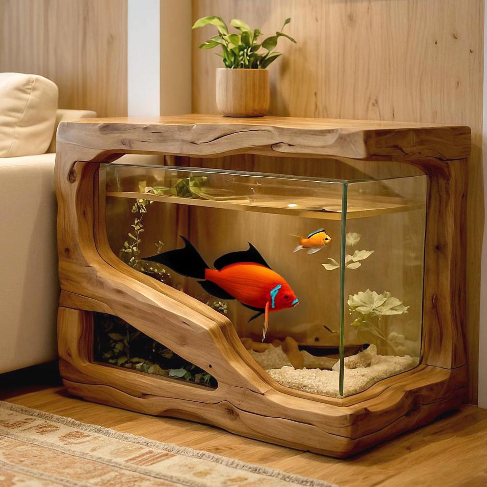 Rustic Multi Functional Solid Wood Aquarium Stand For Nightstand Side Table And Coffee Table Use SITHTAM004