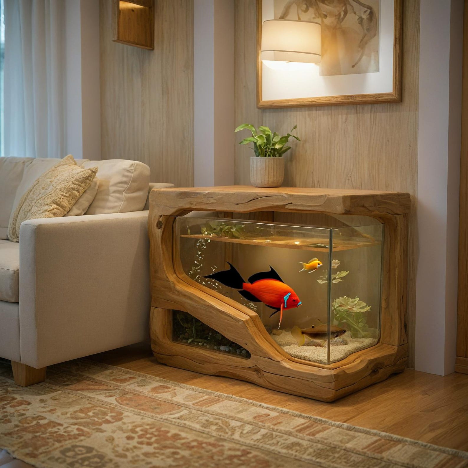 Rustic Multi Functional Solid Wood Aquarium Stand For Nightstand Side Table And Coffee Table Use SITHTAM004