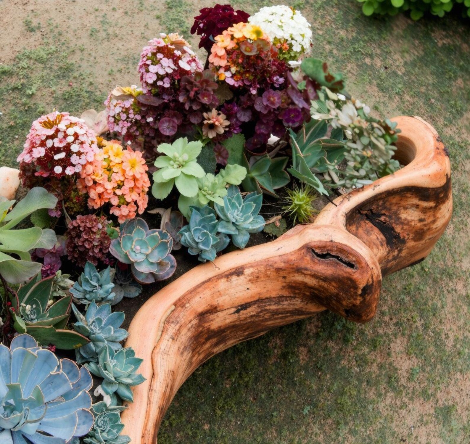 Rustic Interior Style Natural Wood Planter For Succulents Flowers And Garden Spaces SITHPT006