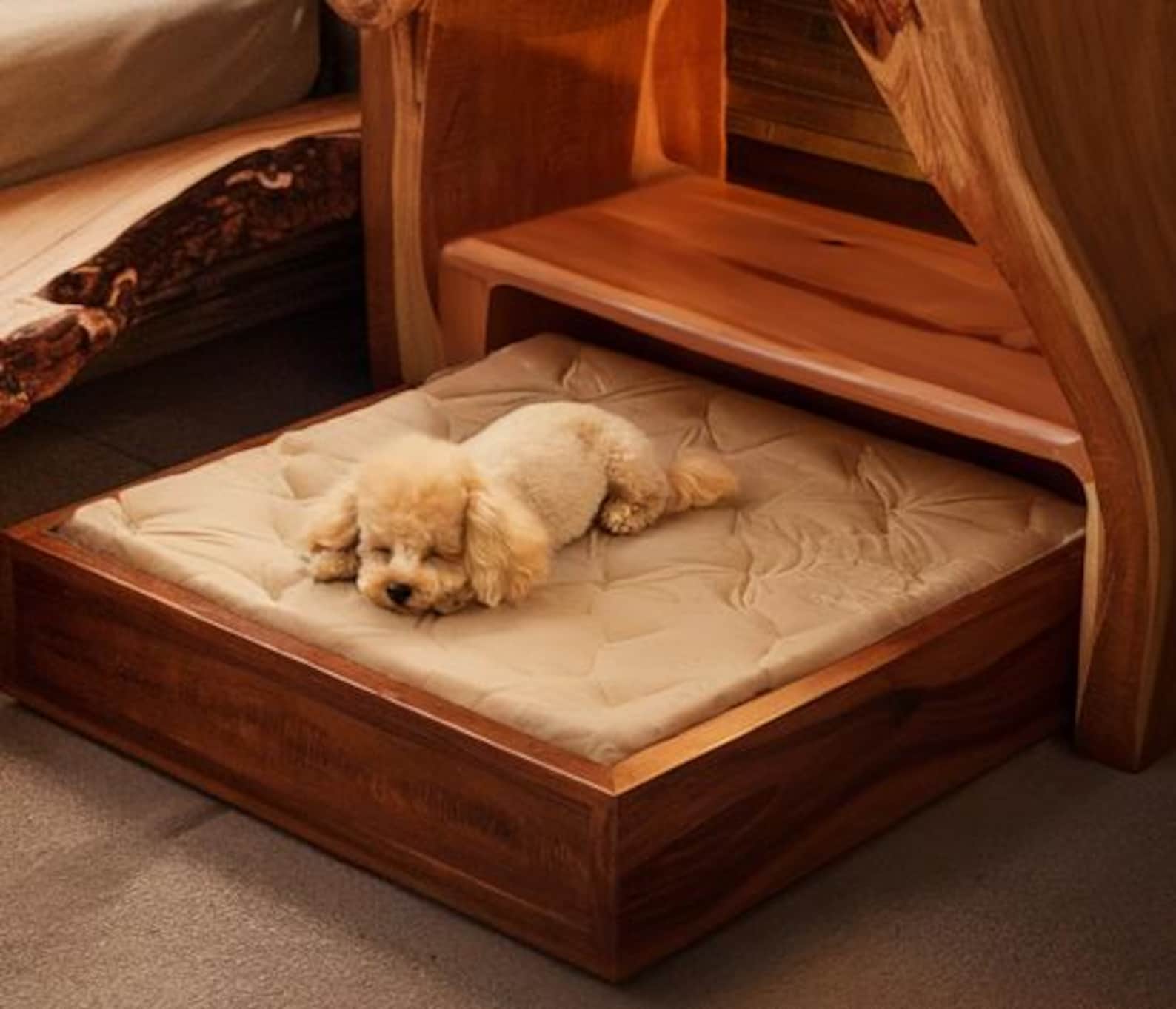 Rustic Elevated Dog Bed Design Plan For Living Room Table Nightstand And Cat End Table With Storage SITHNS001