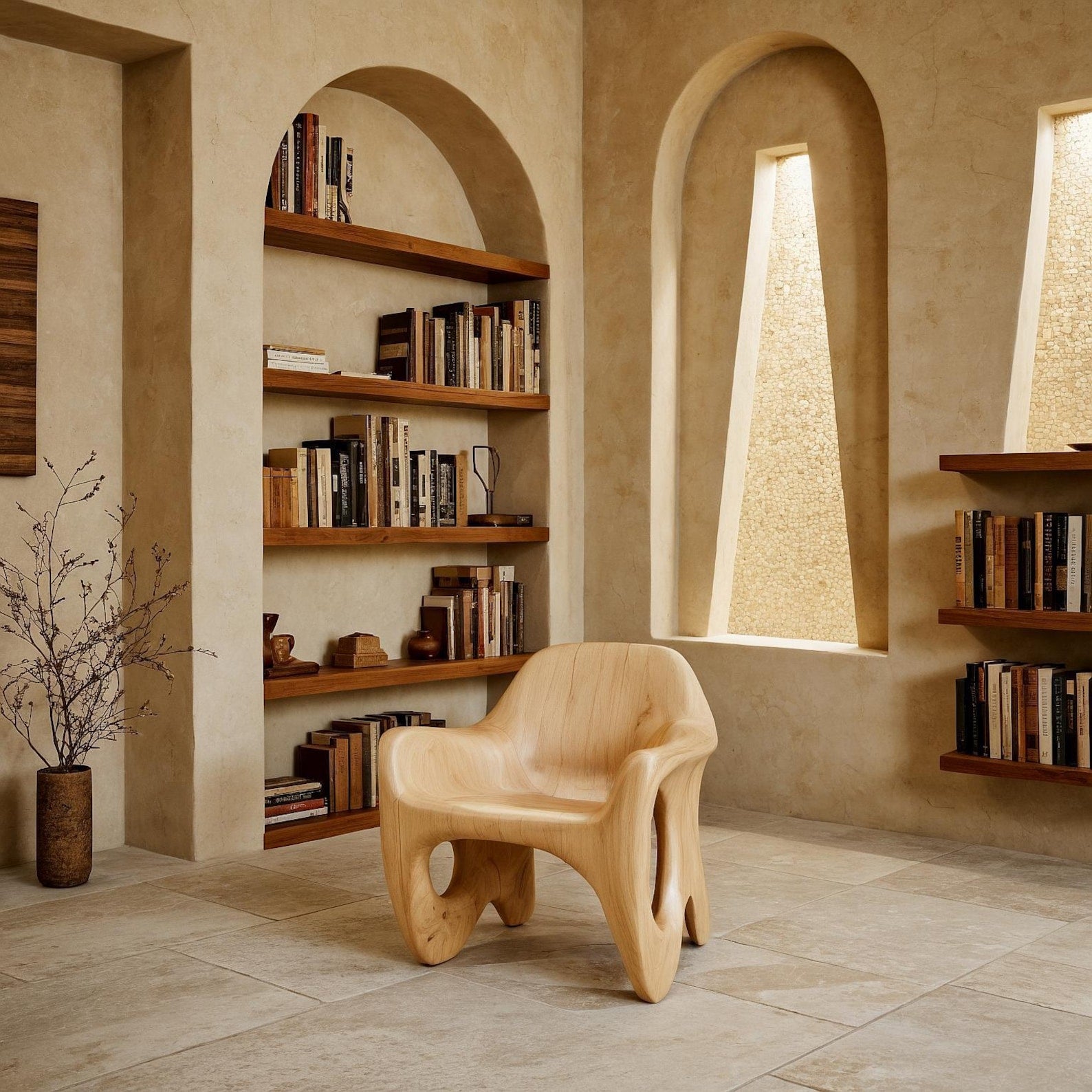 Sculptural Wooden Lounge Chair For Stylish Living Room Bedroom And Office Spaces SITHCHR003