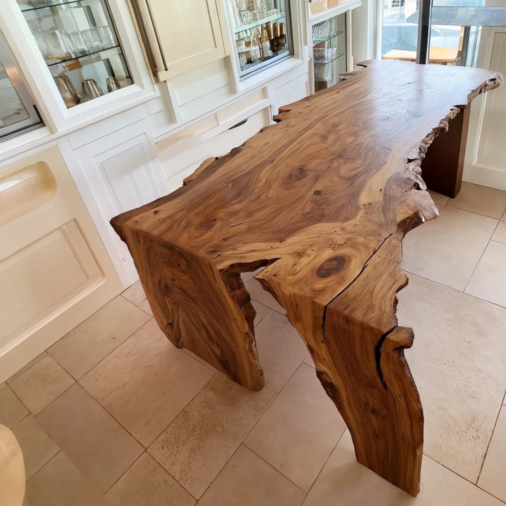 Solid Acacia Slab Table With Live Edge Unique And Versatile For Dining Areas, Living Rooms, Bar Spaces, Conference Rooms And Counters SITHDE006