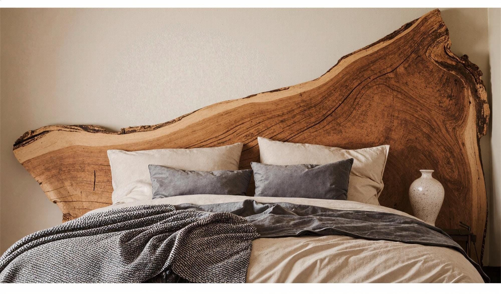 Rustic Live Edge Wooden Headboard For Cozy Bedrooms And Stylish Interiors SITHHB002