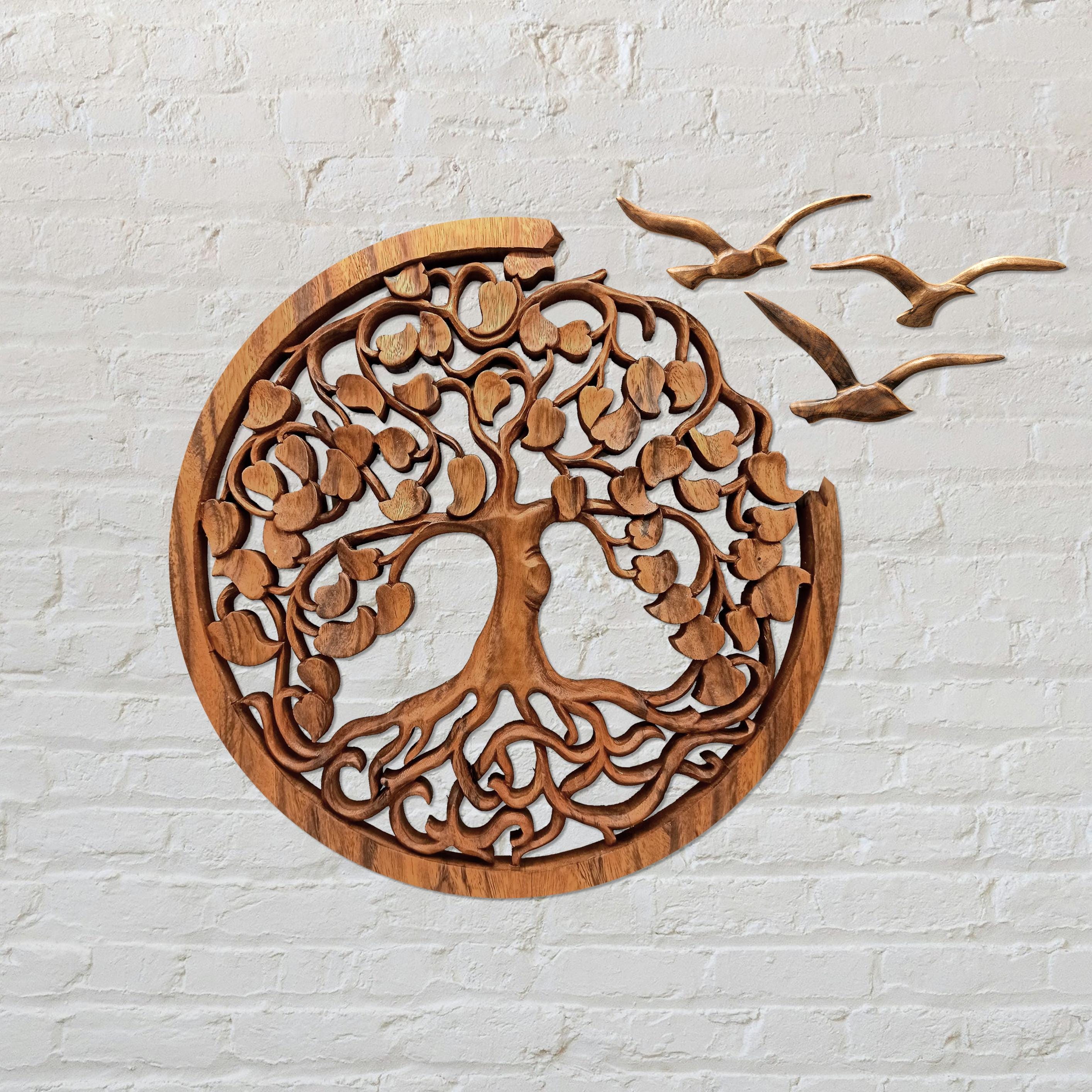 Rustic Tree Of Life Wall Art Decor From Handcrafted Wood For Living Room And Bedroom Spaces SITHWA005