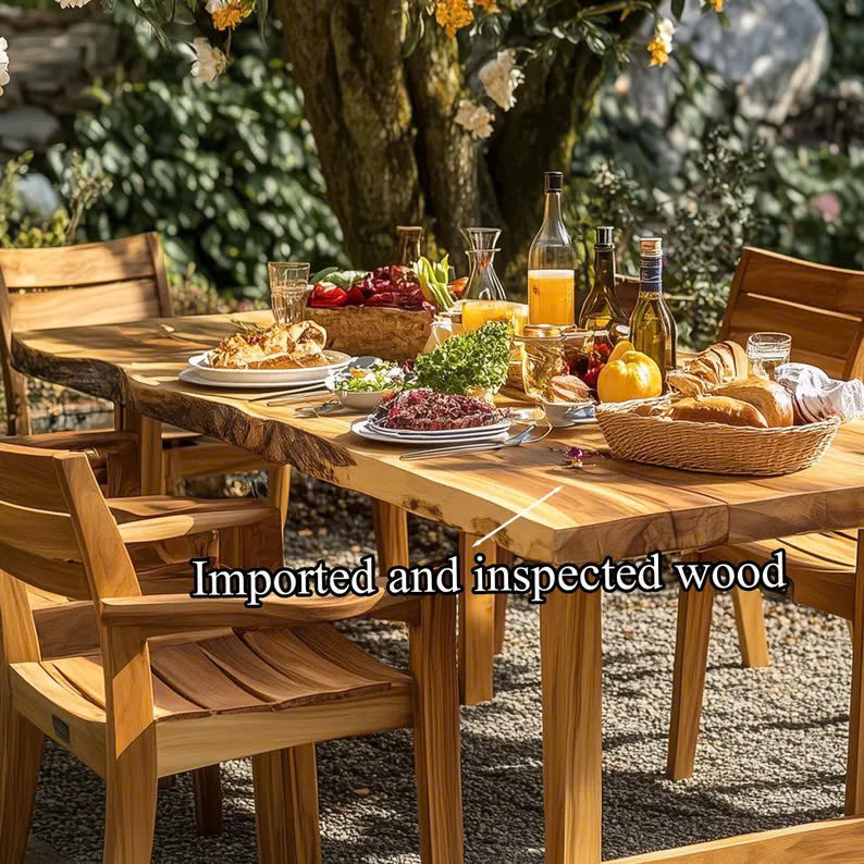 Solid Wood Dining Set Custom Rustic Table Garden Home Decor Gift SINLDT009