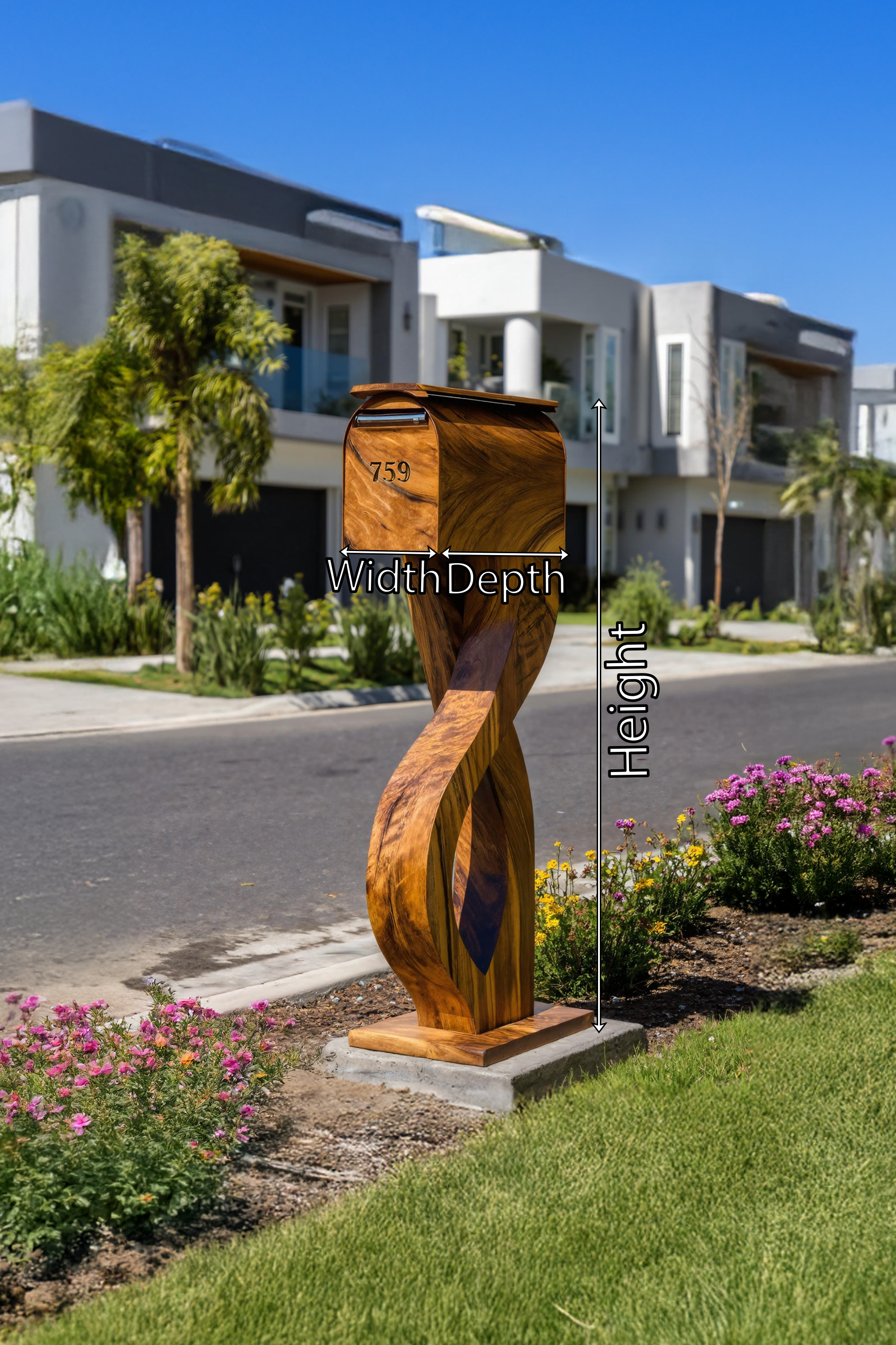 Handcrafted Wooden Sculpture Mailbox For Outdoor Patio Design SILDTTRMB003