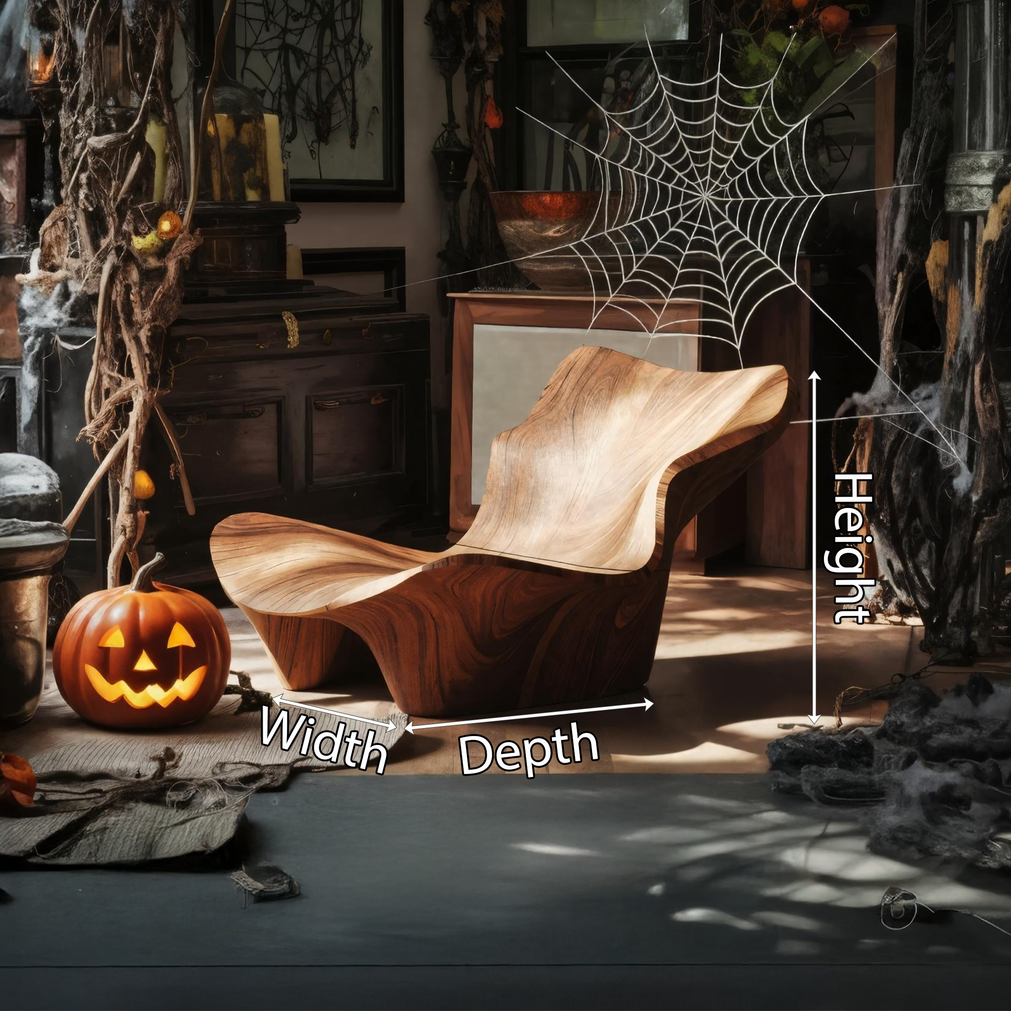 Modern Wooden Live Edge Accent Chair For Living Room Halloween Decor SILDTTNHA001