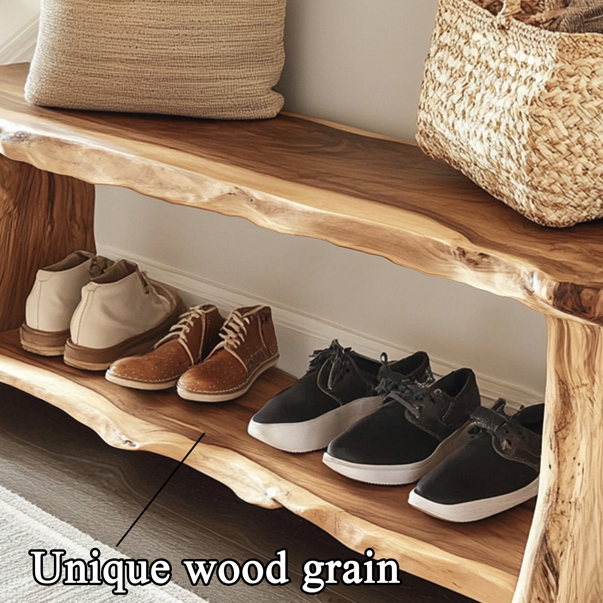 Farmhouse Solid Wood Entryway Shoe Rack Bench SINLSB017