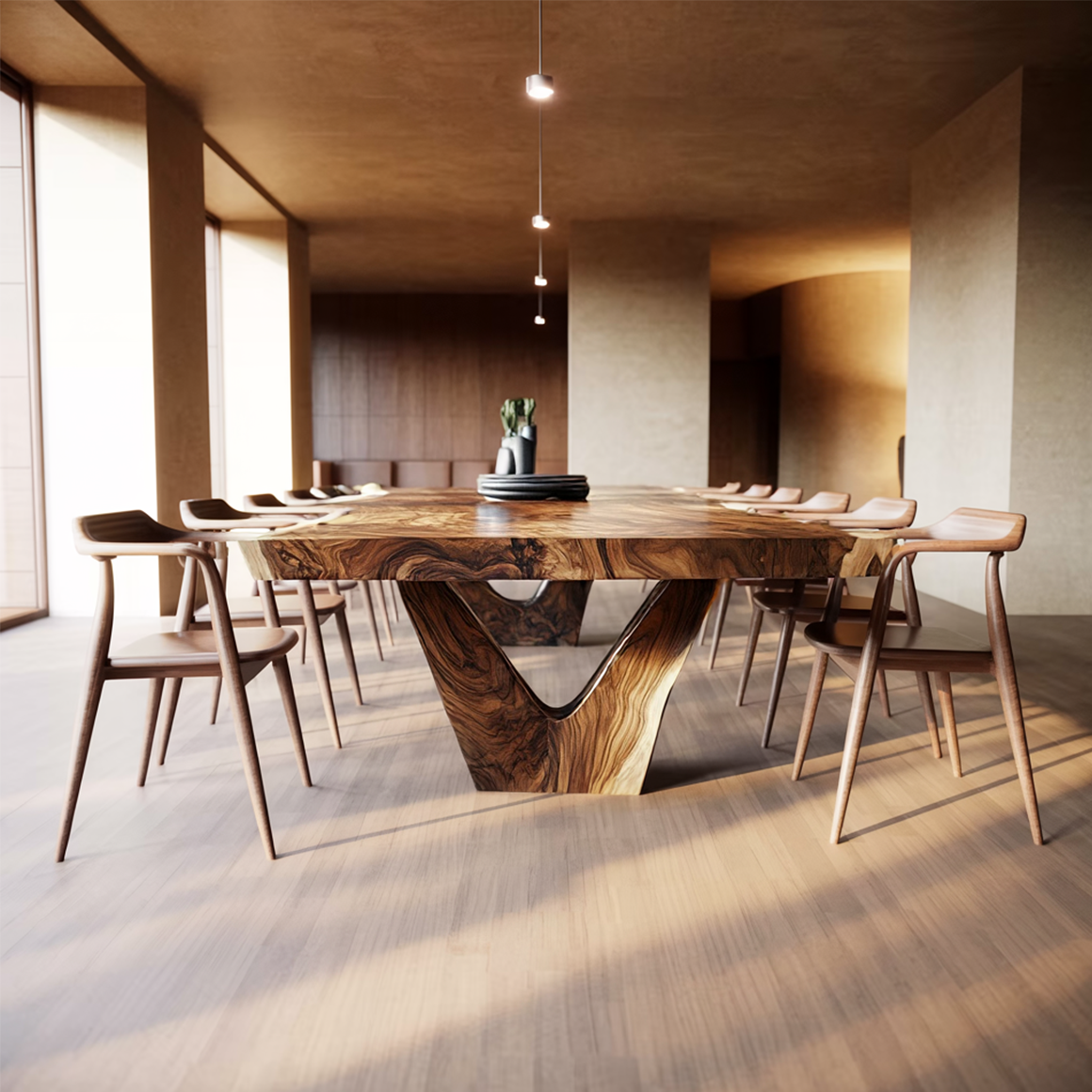 Rustic Sculptural Dining Table For Dining Room And Open Interior SINLSADT154