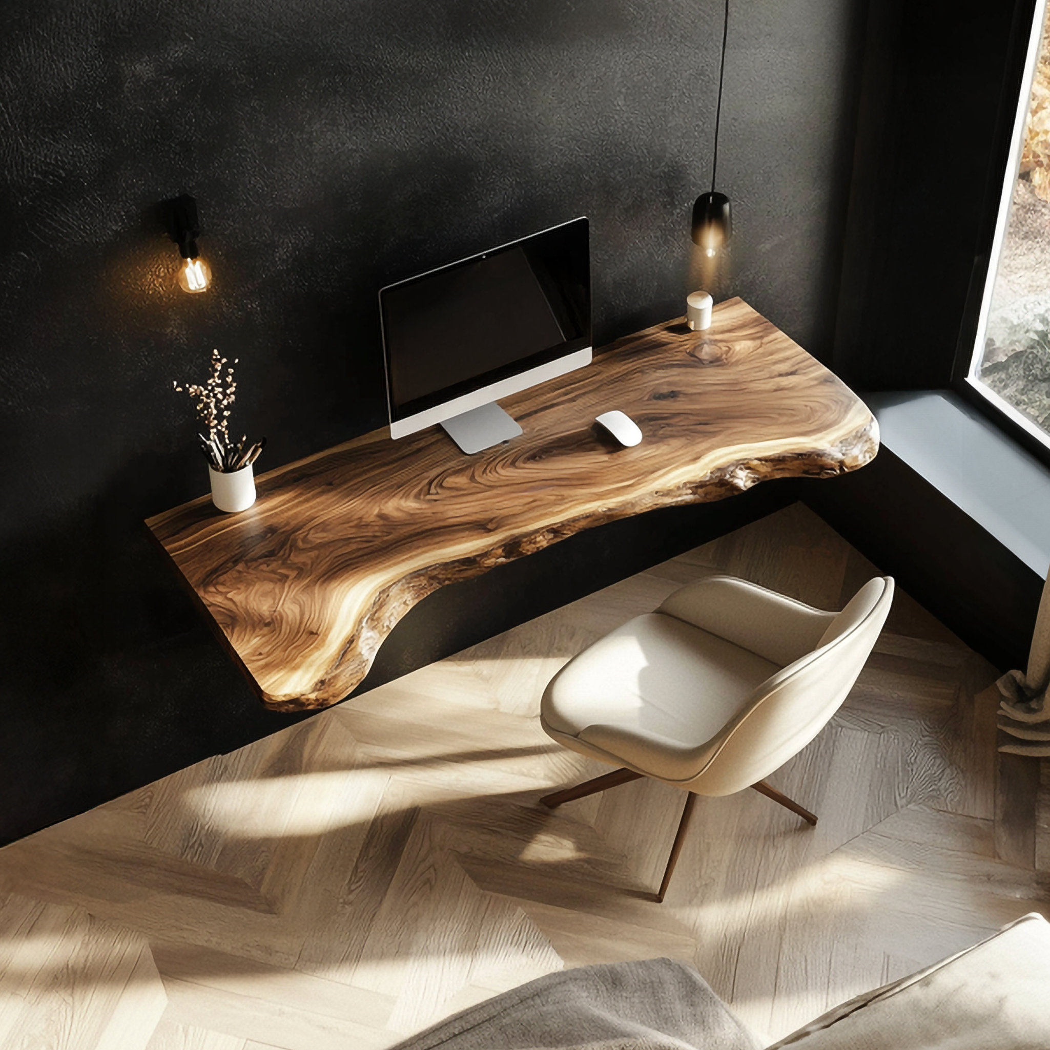 Rustic Wall Mounted Desk For Home Office And Small Room SINLSAFL459