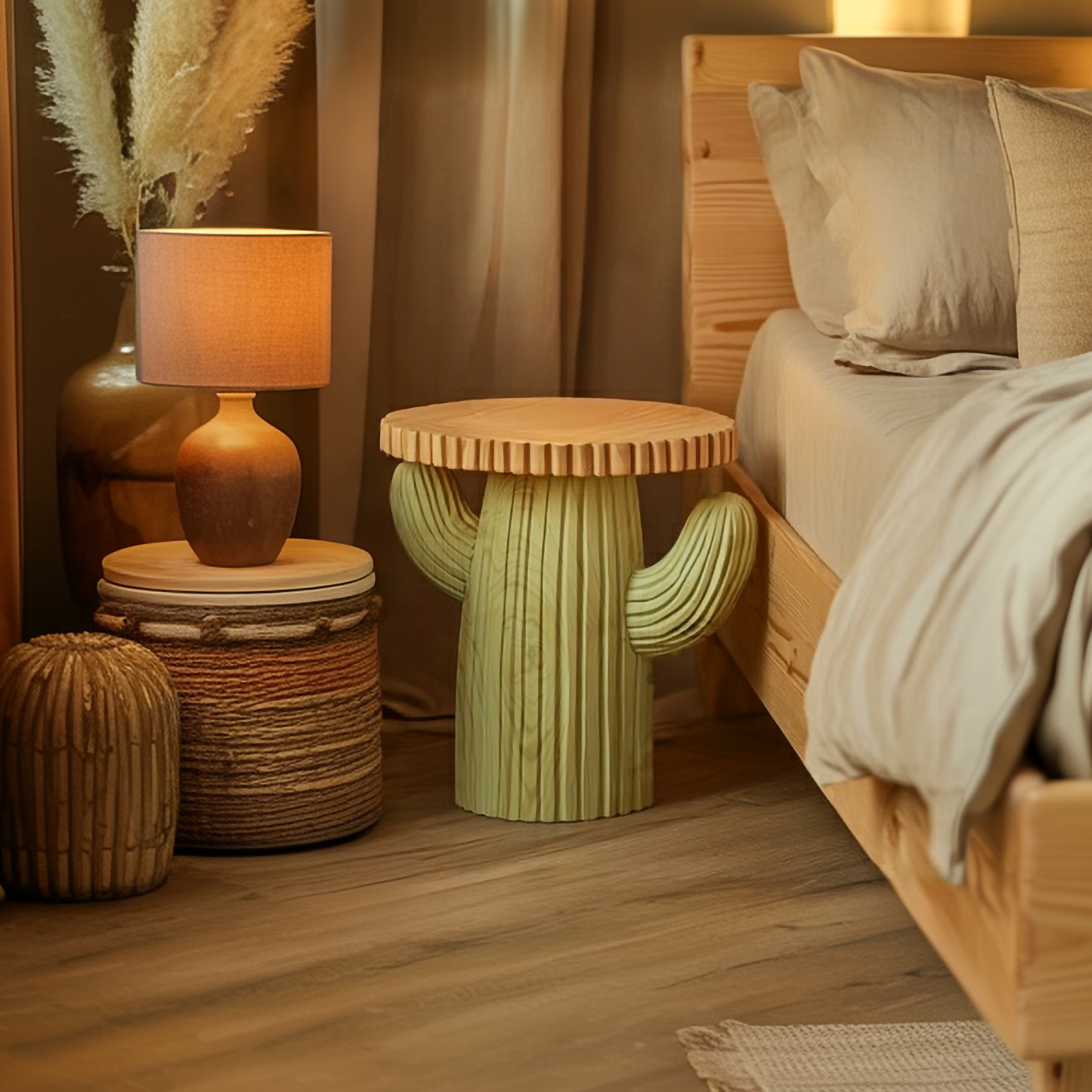 Modern Artistic Cactus Accent Table For Bedroom And Lounge SINLSABT225