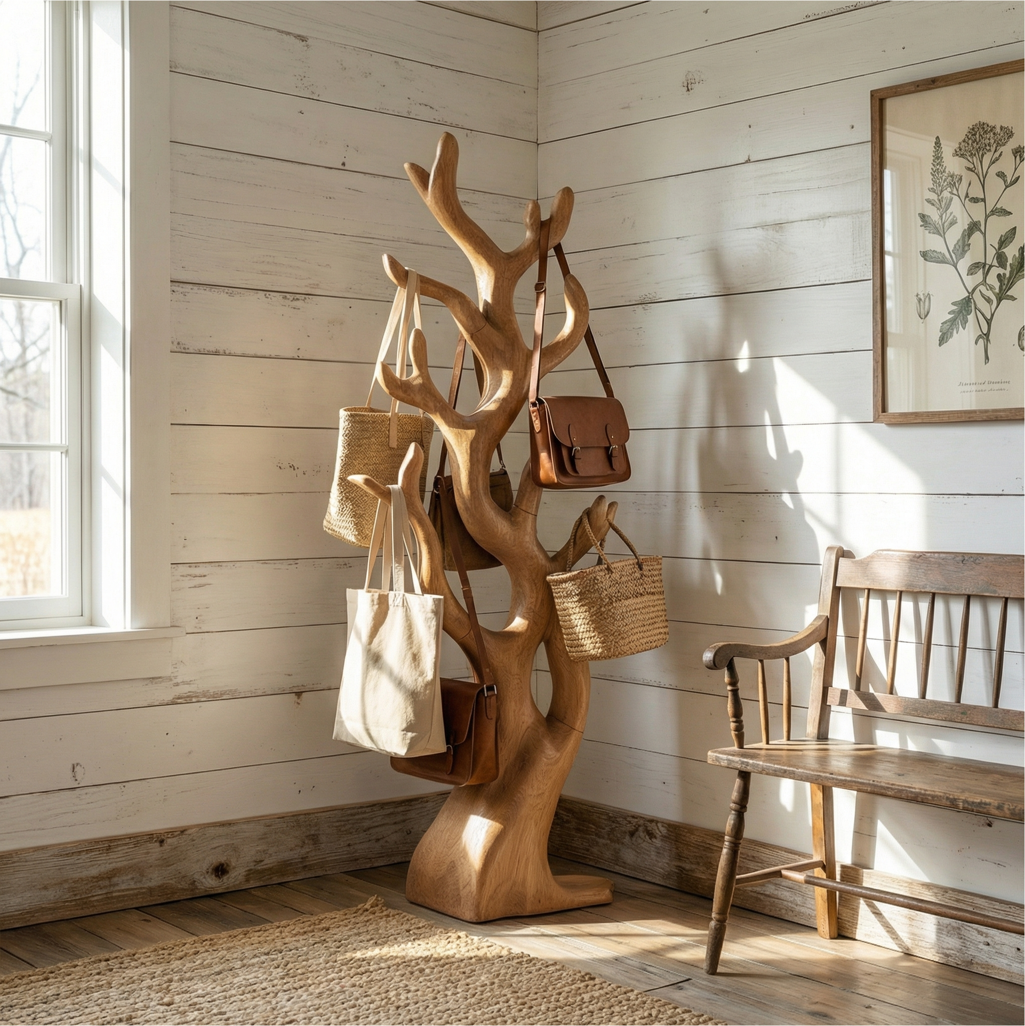 Rustic Artistic Tree Coat Rack For Entryway And Interior Styling SINLSATCR099