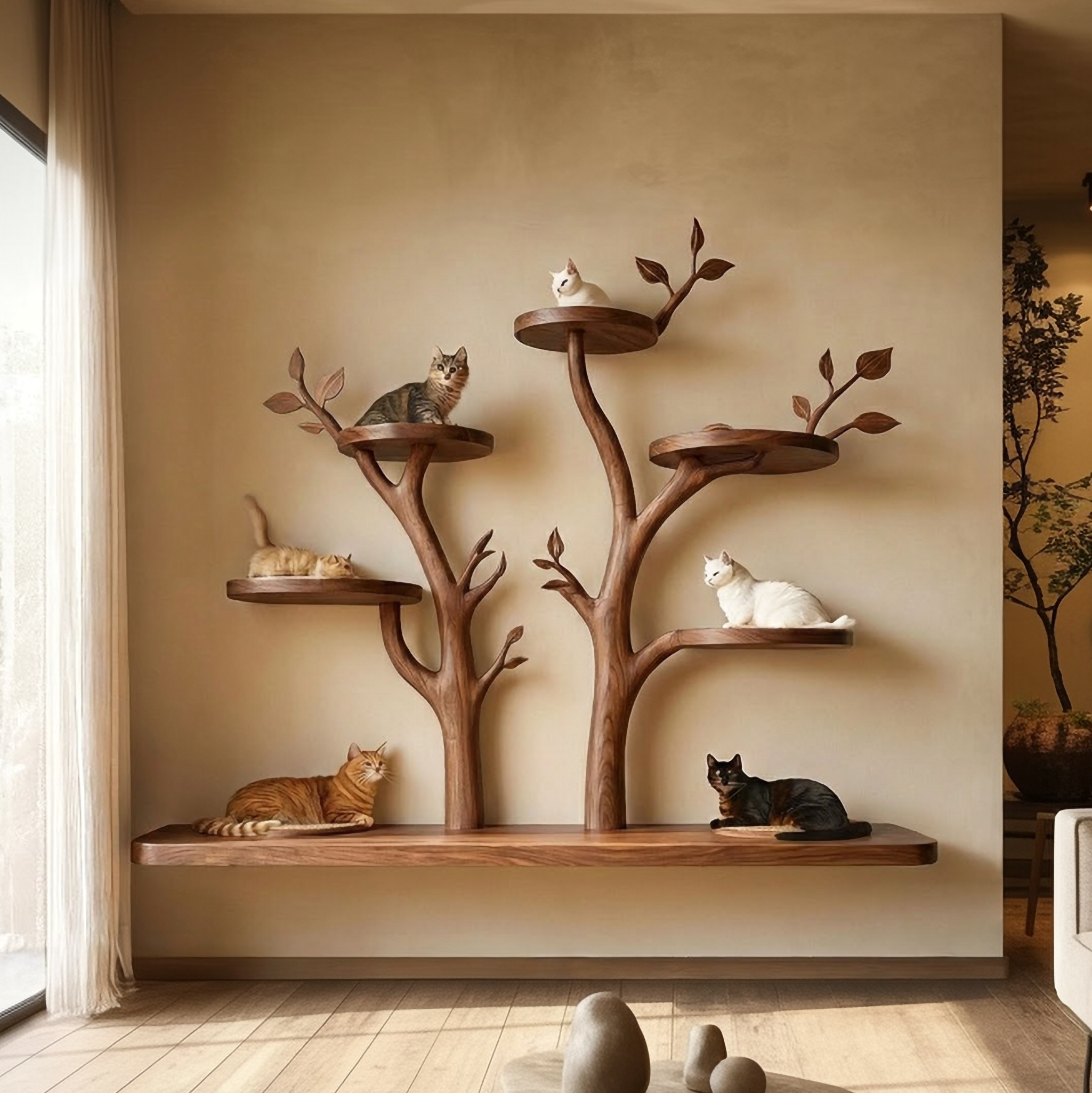 Rustic Cat Wall Display Living Room Or Contemporary Home SINLSATT120