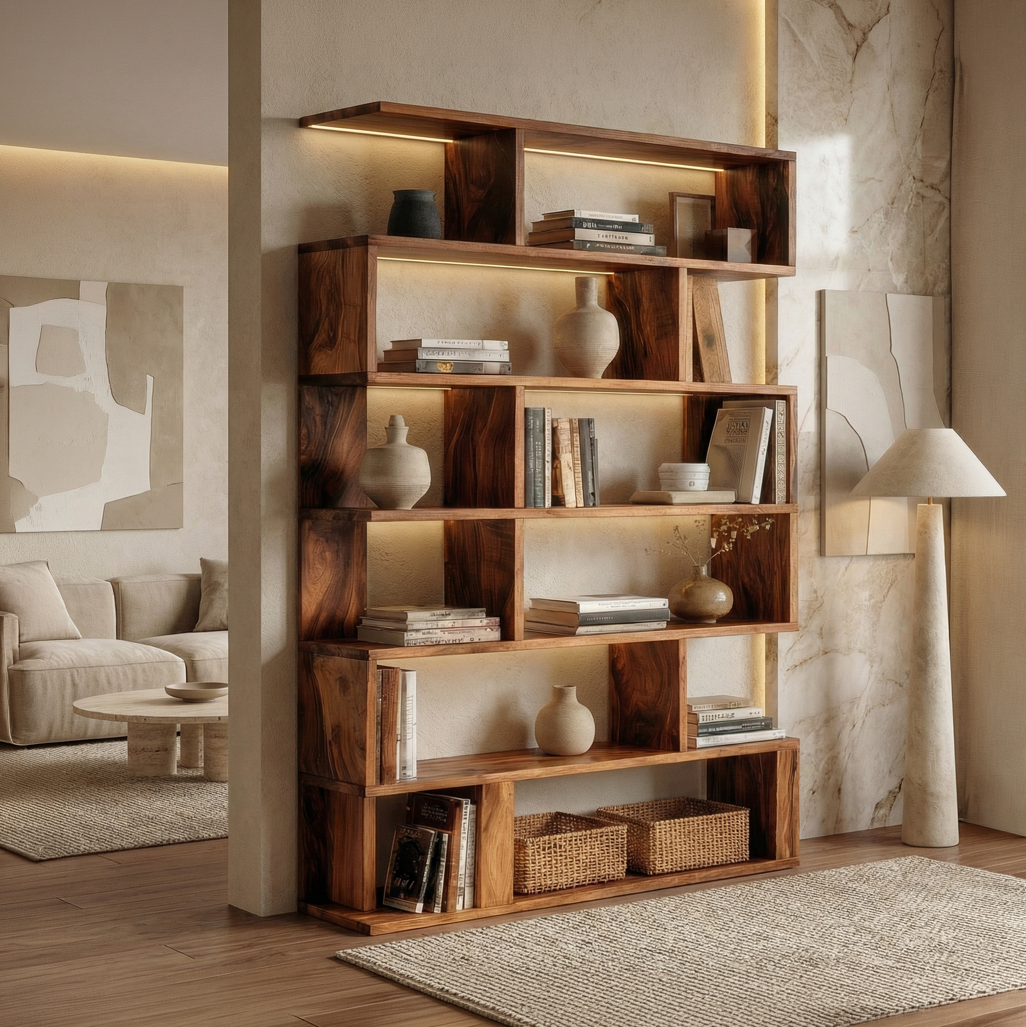 Mid Century Large Bookshelf For Living Room And Apartment SINLSASC488