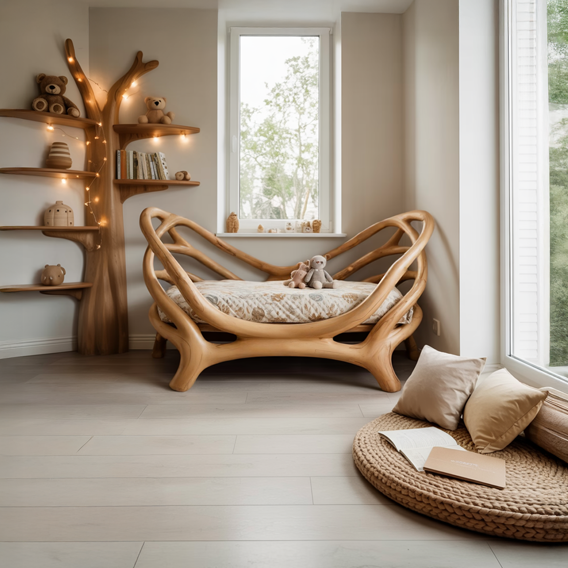 Rustic Organic Round Bed Artistic Bedroom SINLSAWB067