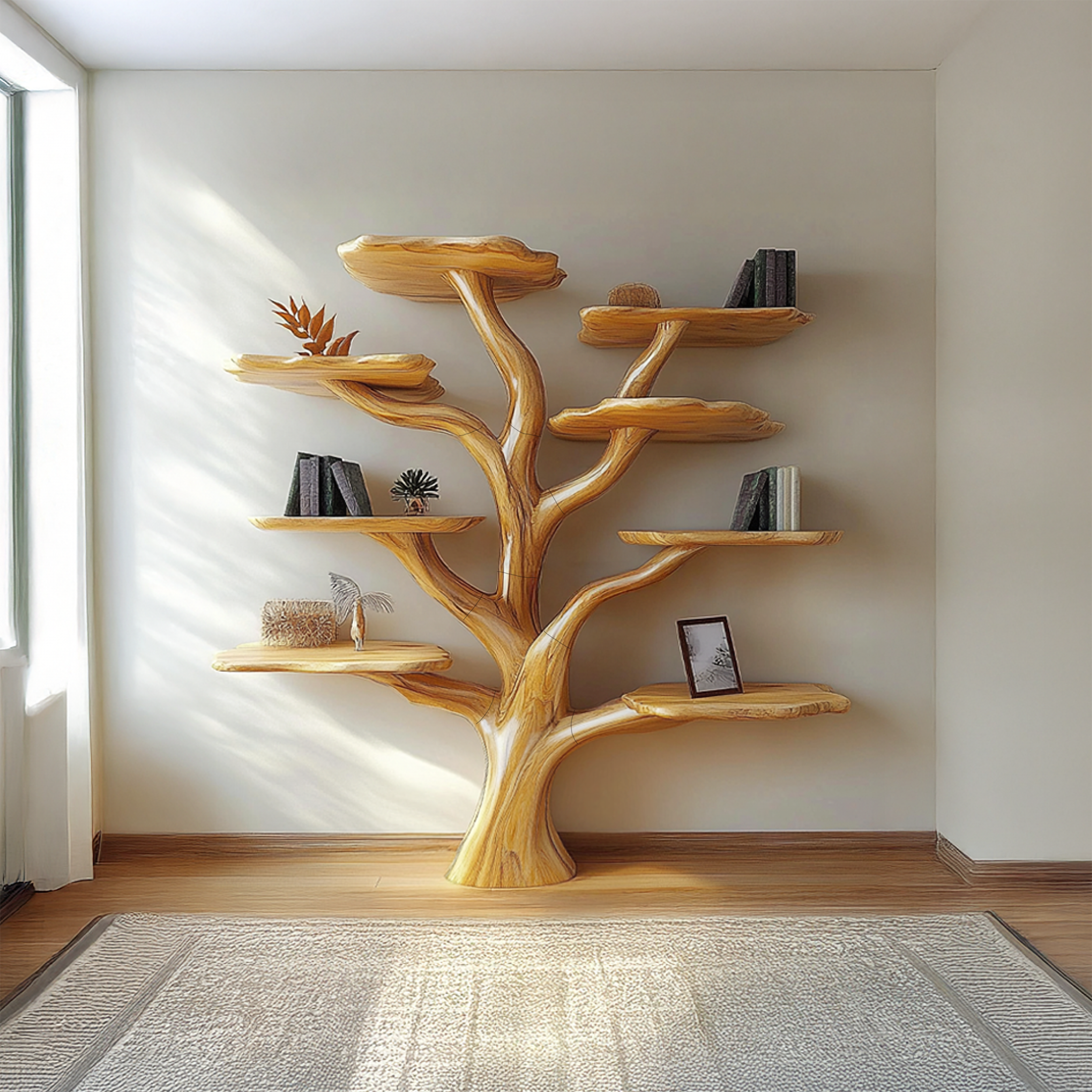 Rustic Mushroom Branch Bookshelf Living Room Or Dining Room SINLSATB452