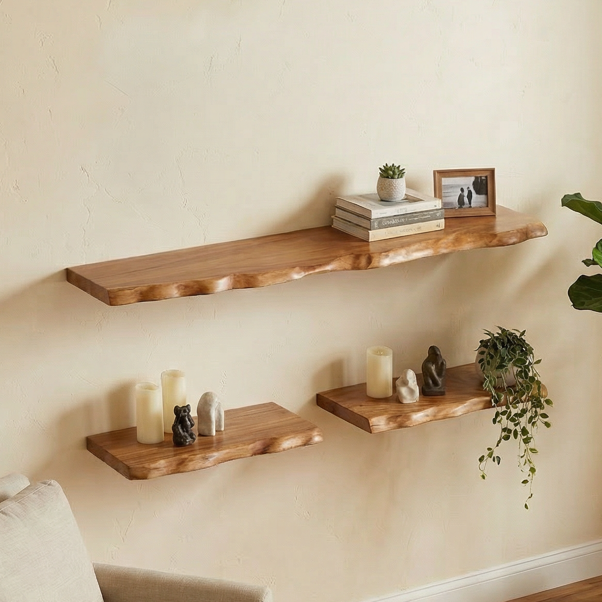 Minimalist Wooden Floating Shelves For Living Room Wall Storage And Home Decor SINLSAFL513