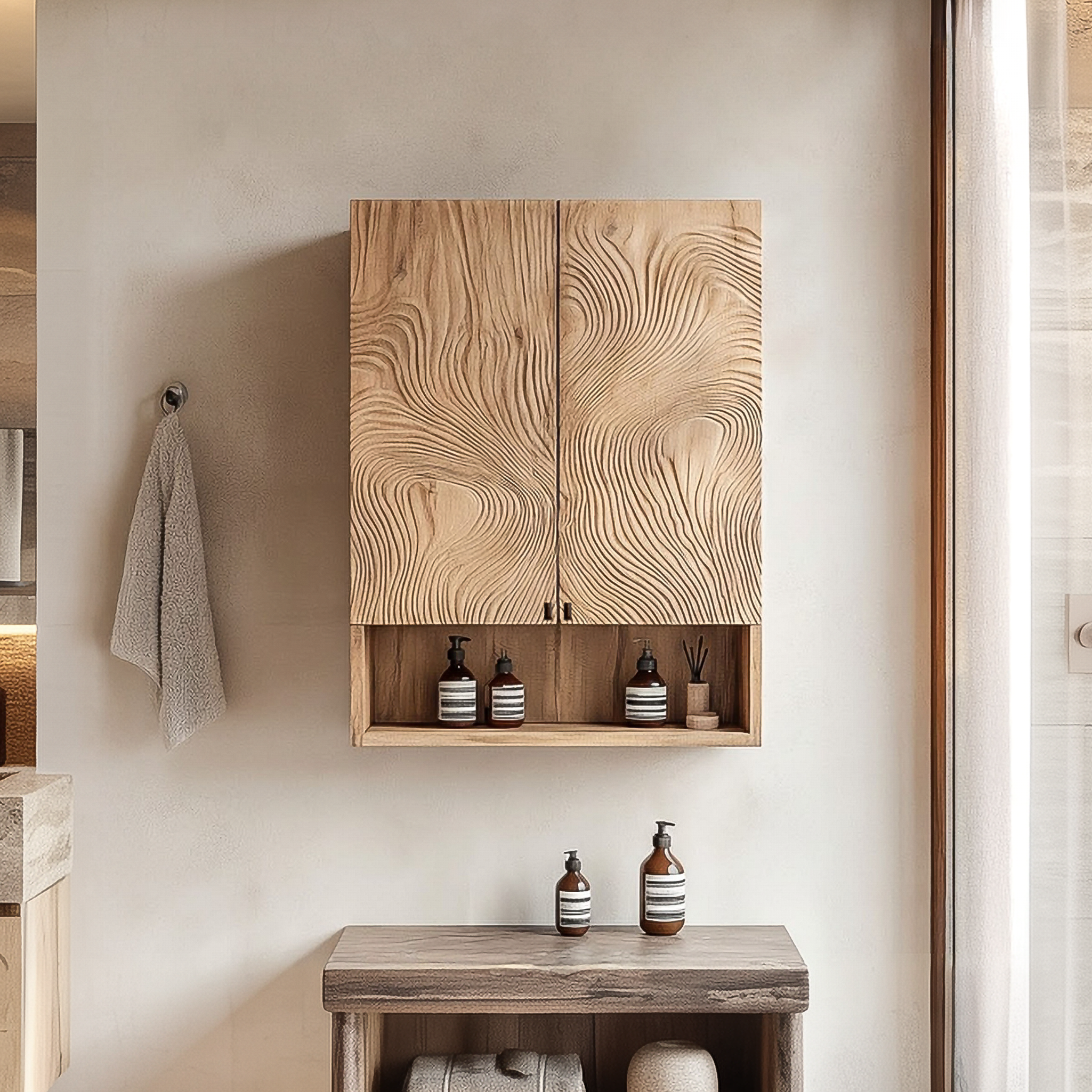 Rustic Minimal Wall Cabinet For Bathroom And Vanity Storage SINLSABCT004