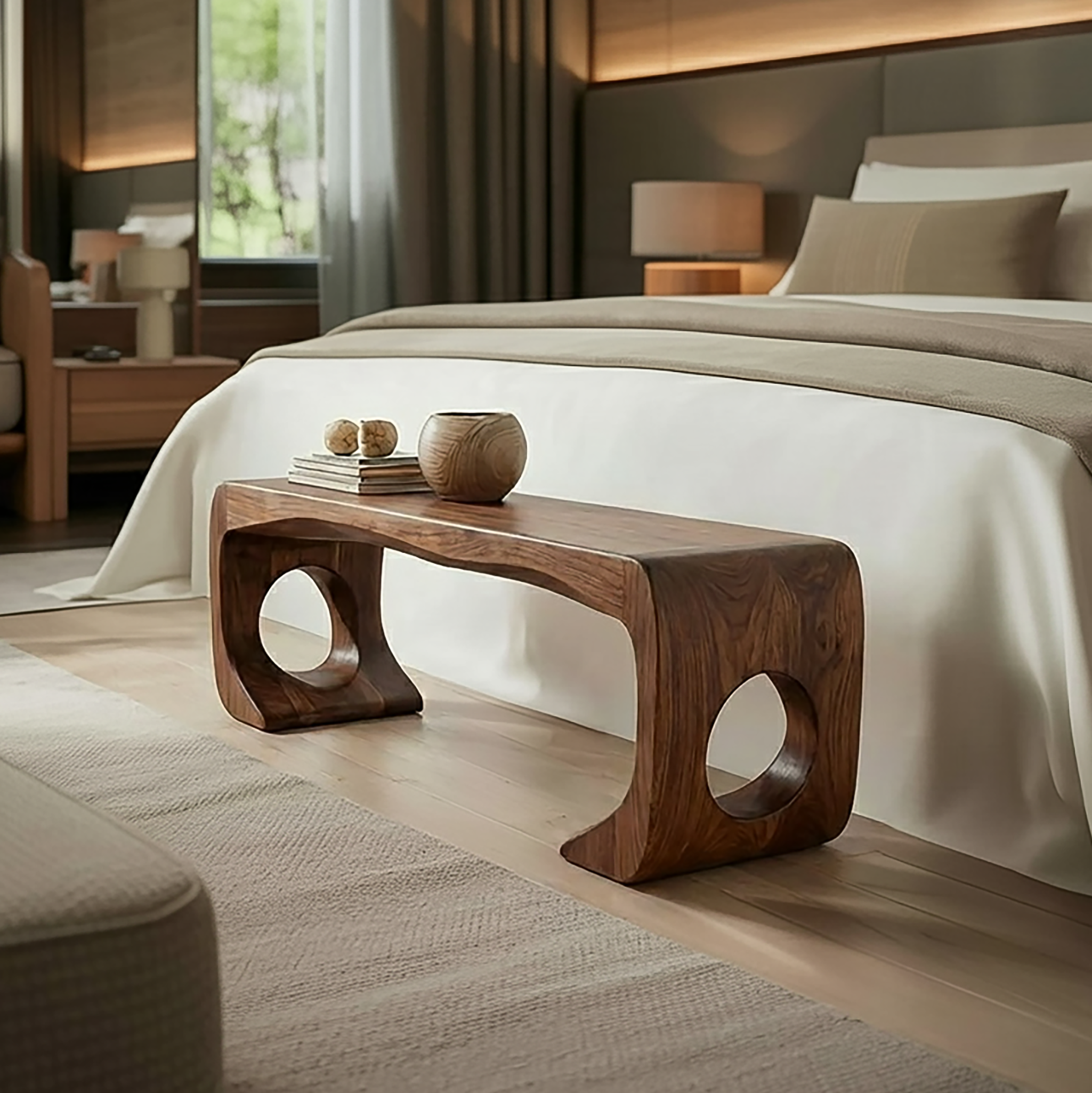 Rustic Modern Sculptural Bench For Entryway And Gallery Space SINLSARS081