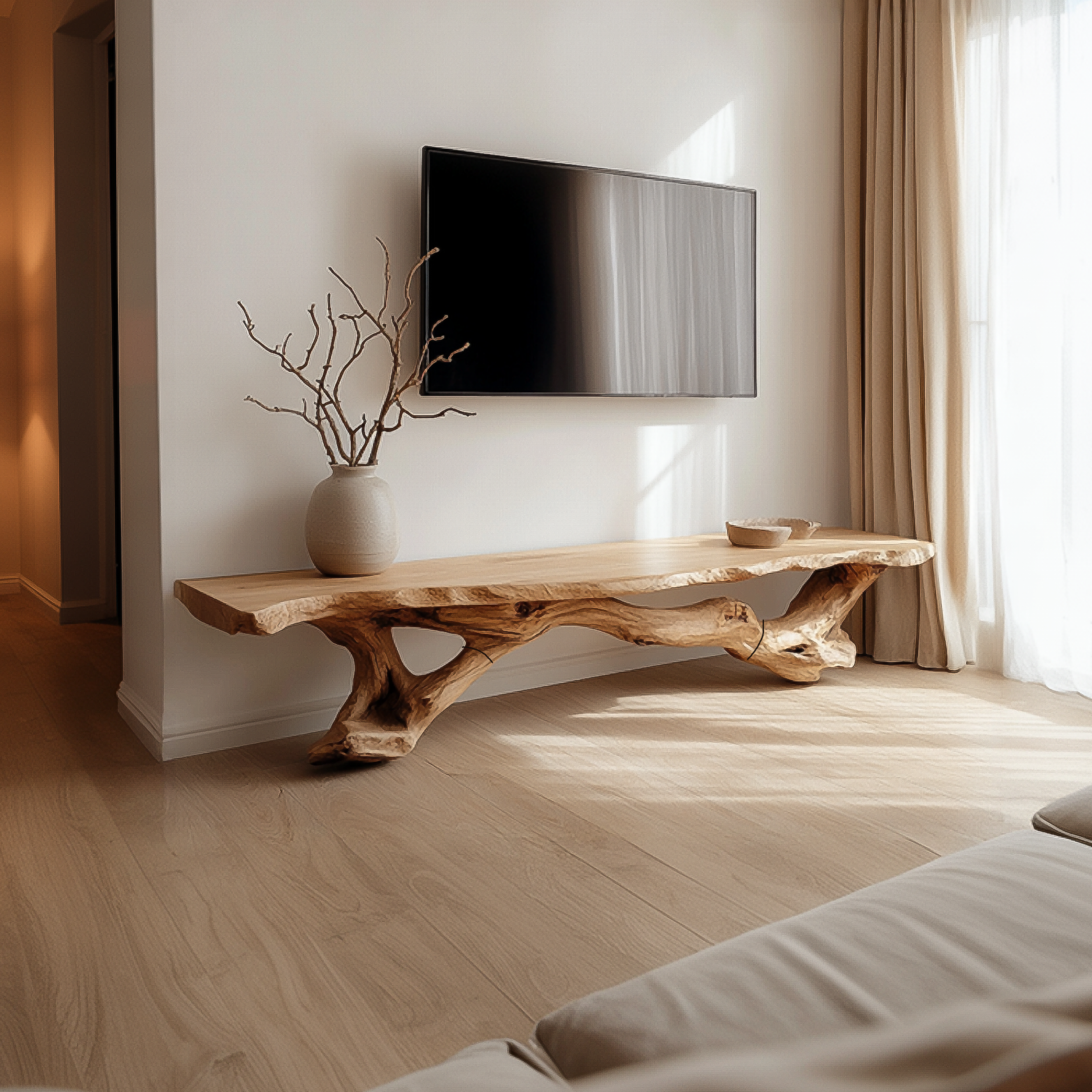 Mid Century Console Table Sculptural Wave Base Bedroom Foyer SINLSACS384