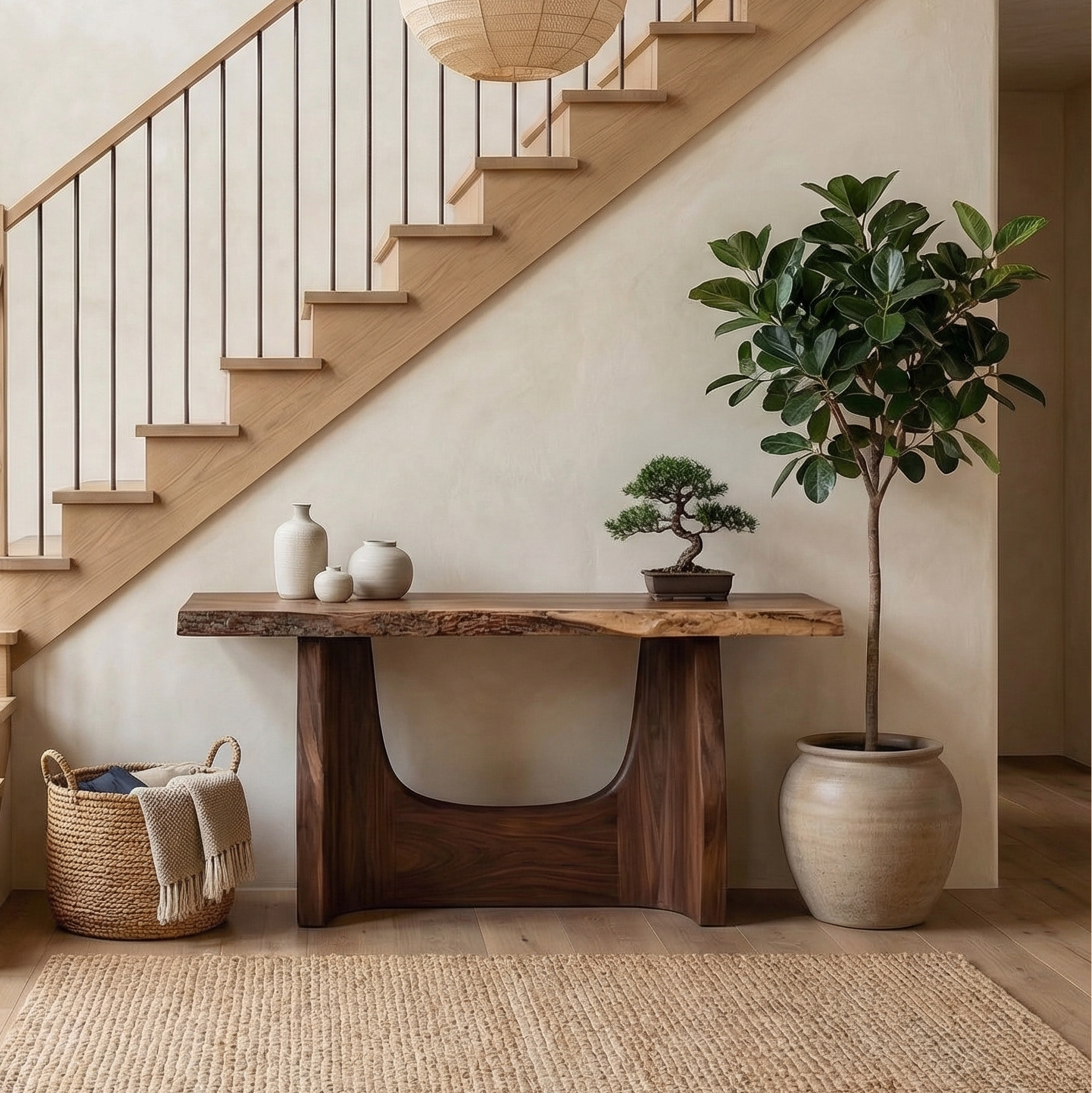 Rustic Live Edge Console Table Wooden Living Room SINLSACS527