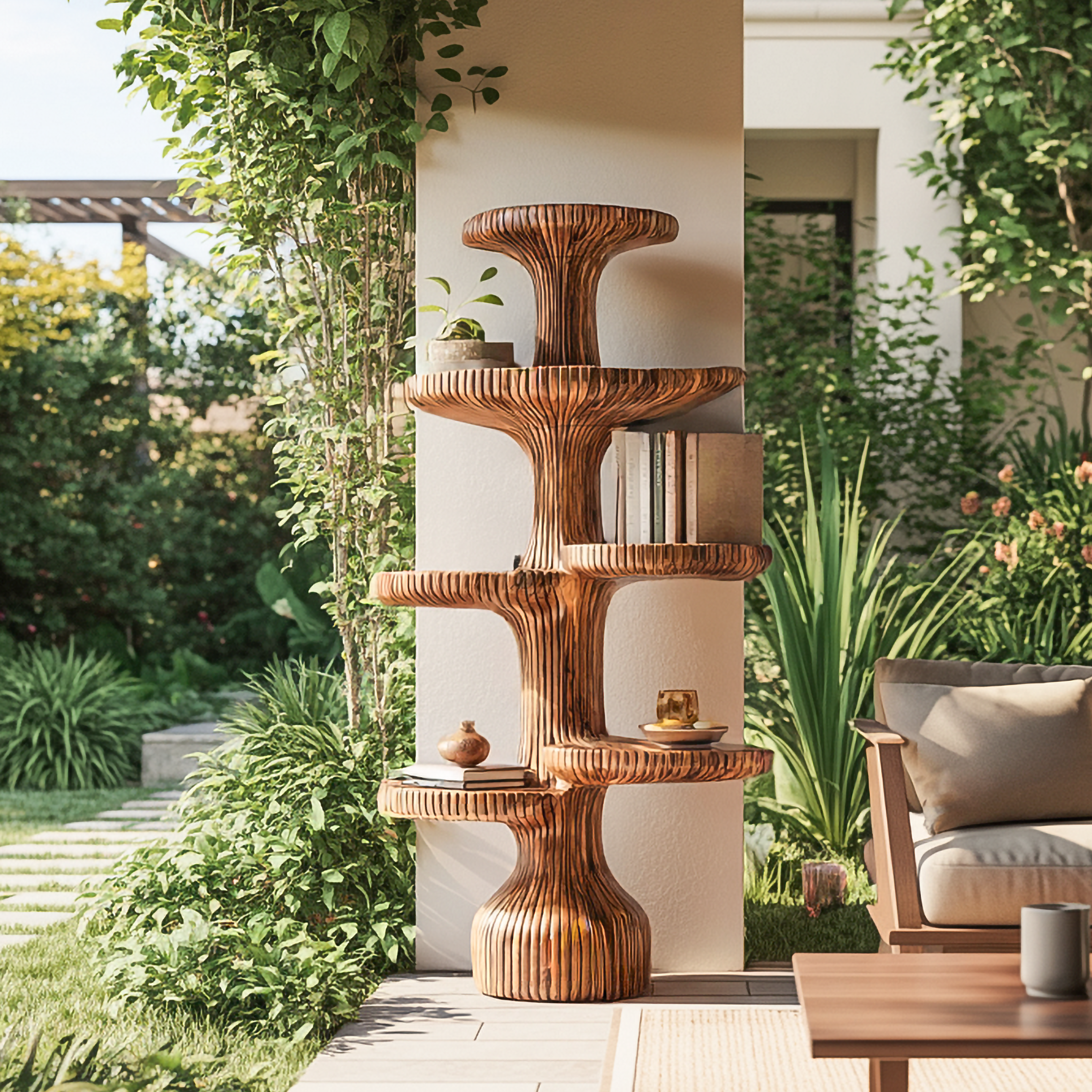 Sculptural Tiered Tree Shelf Living Room Interior Artistic Feature SINLSATB615