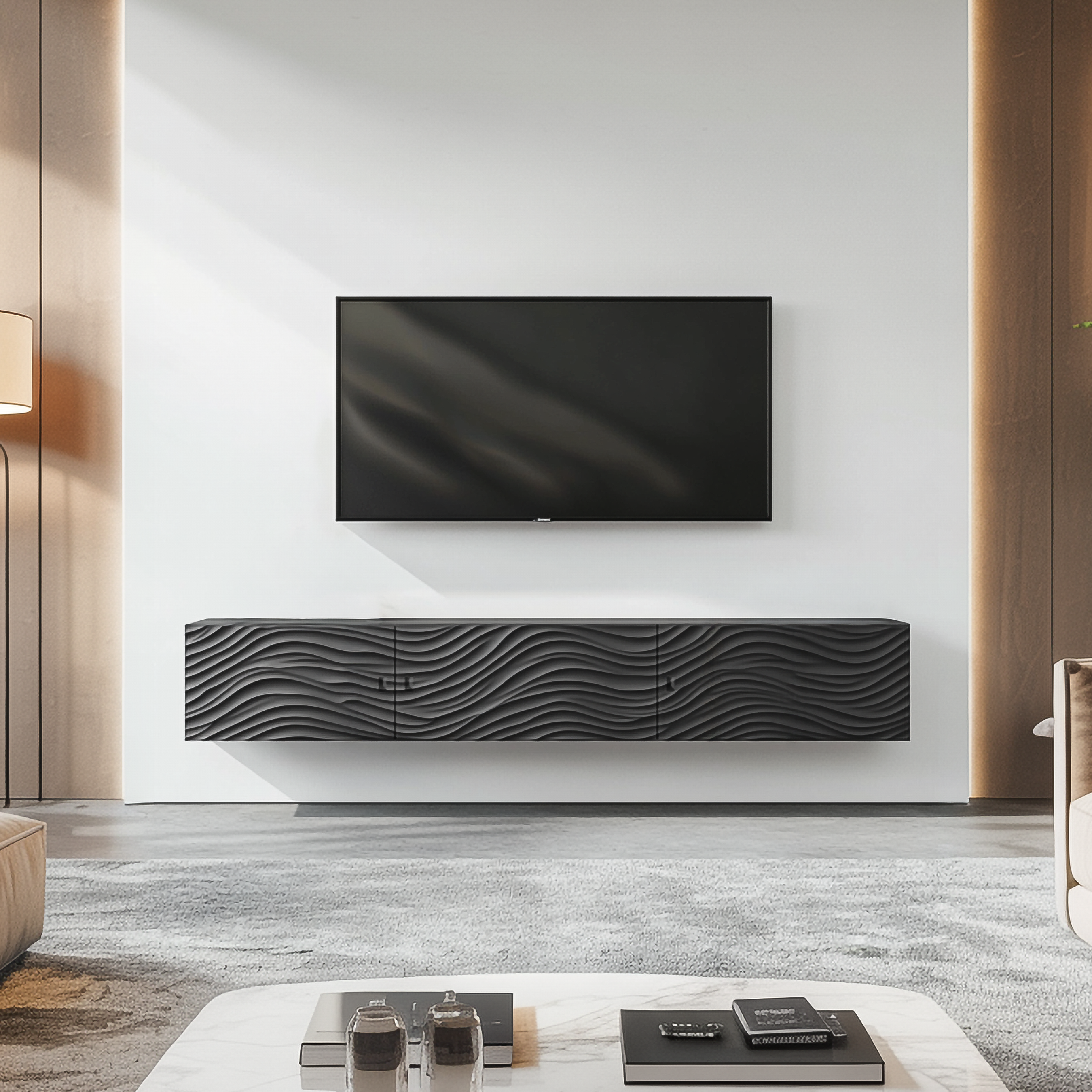 Contemporary Floating Storage TV Stand Living Room And Media Room SINLSASC332
