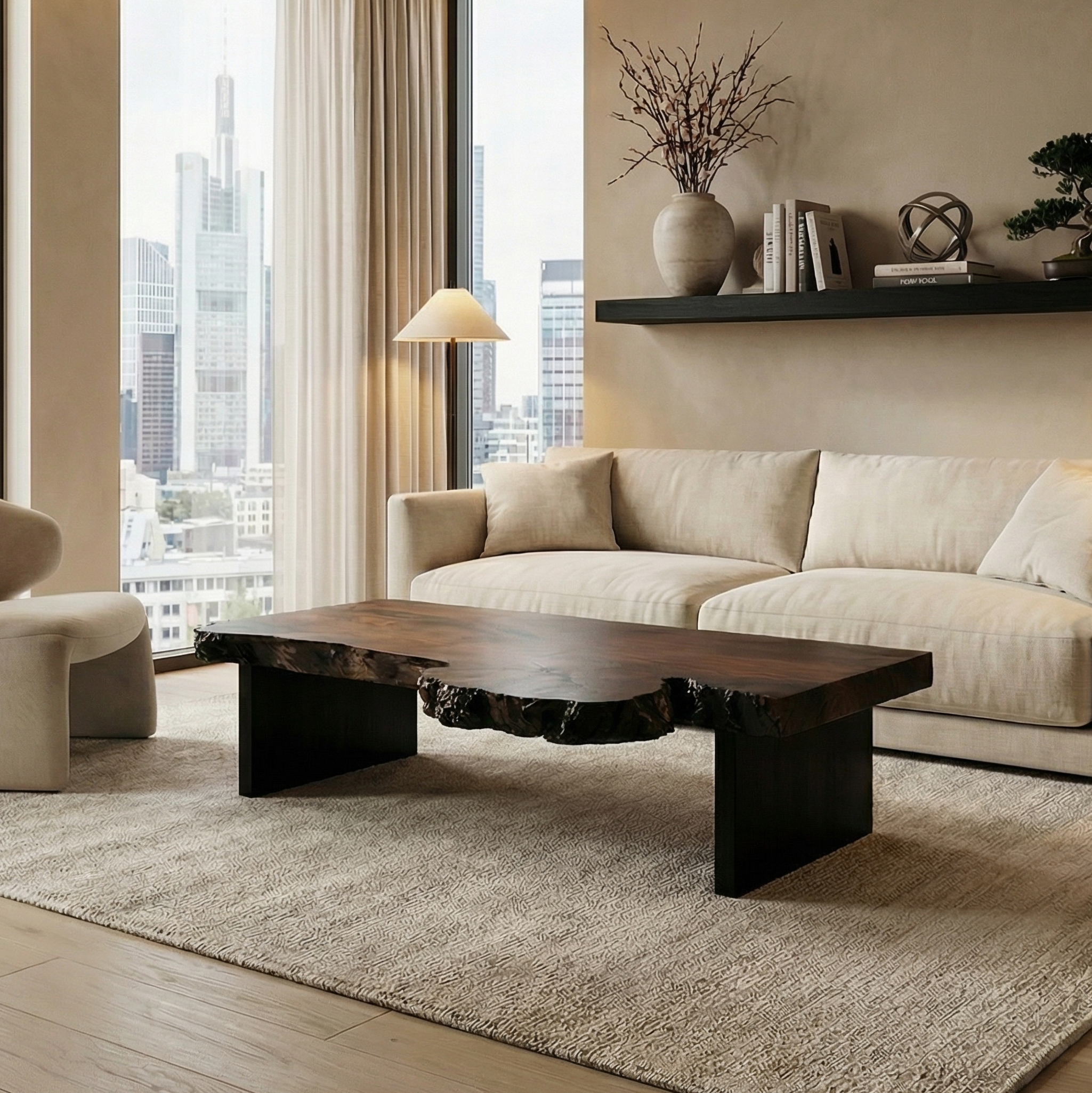 Modern Rustic Solid Wood Coffee Table For Living Room SINLSACF349