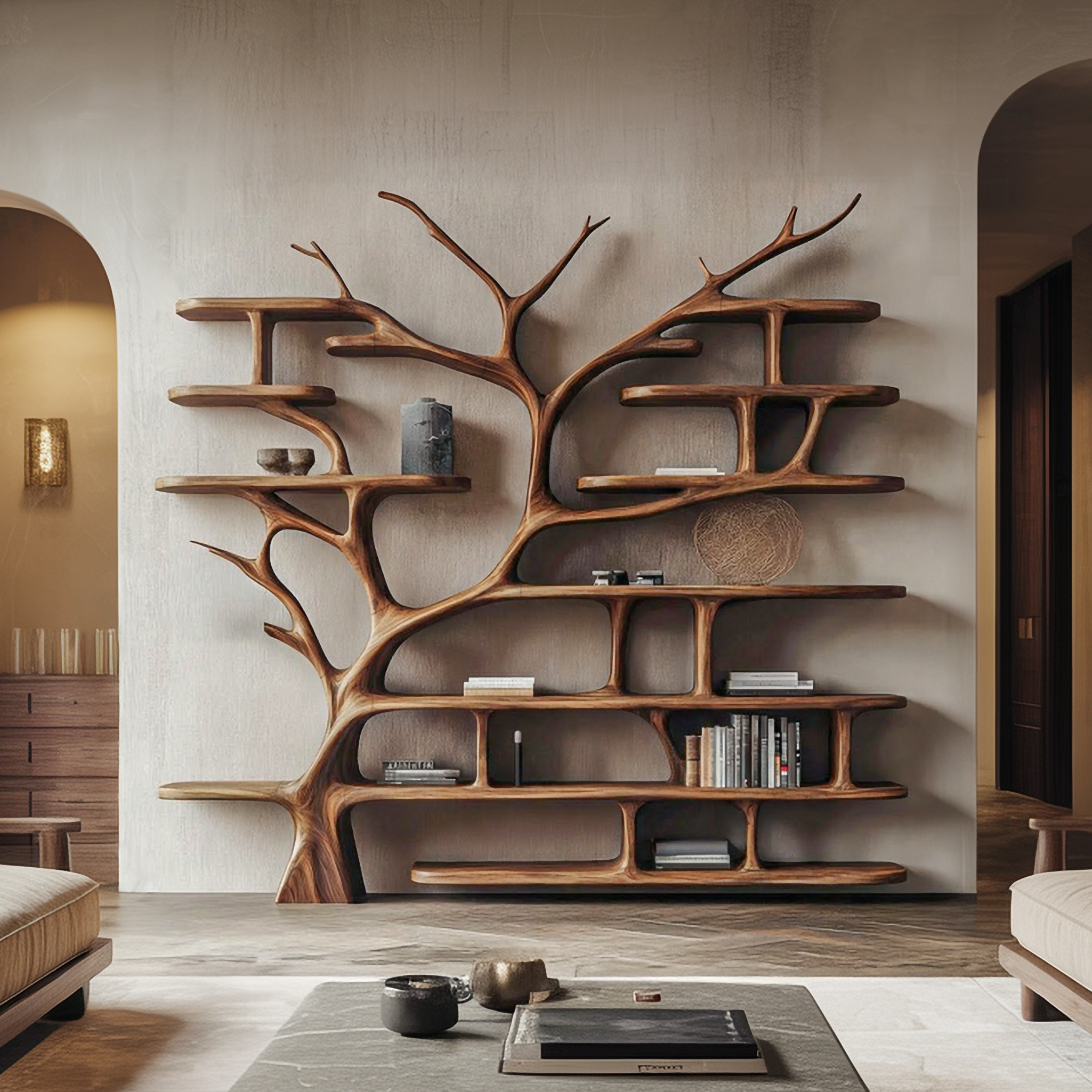 Rustic Storage Tree Bookshelf Living Room Or Reading Area SINLSATB695