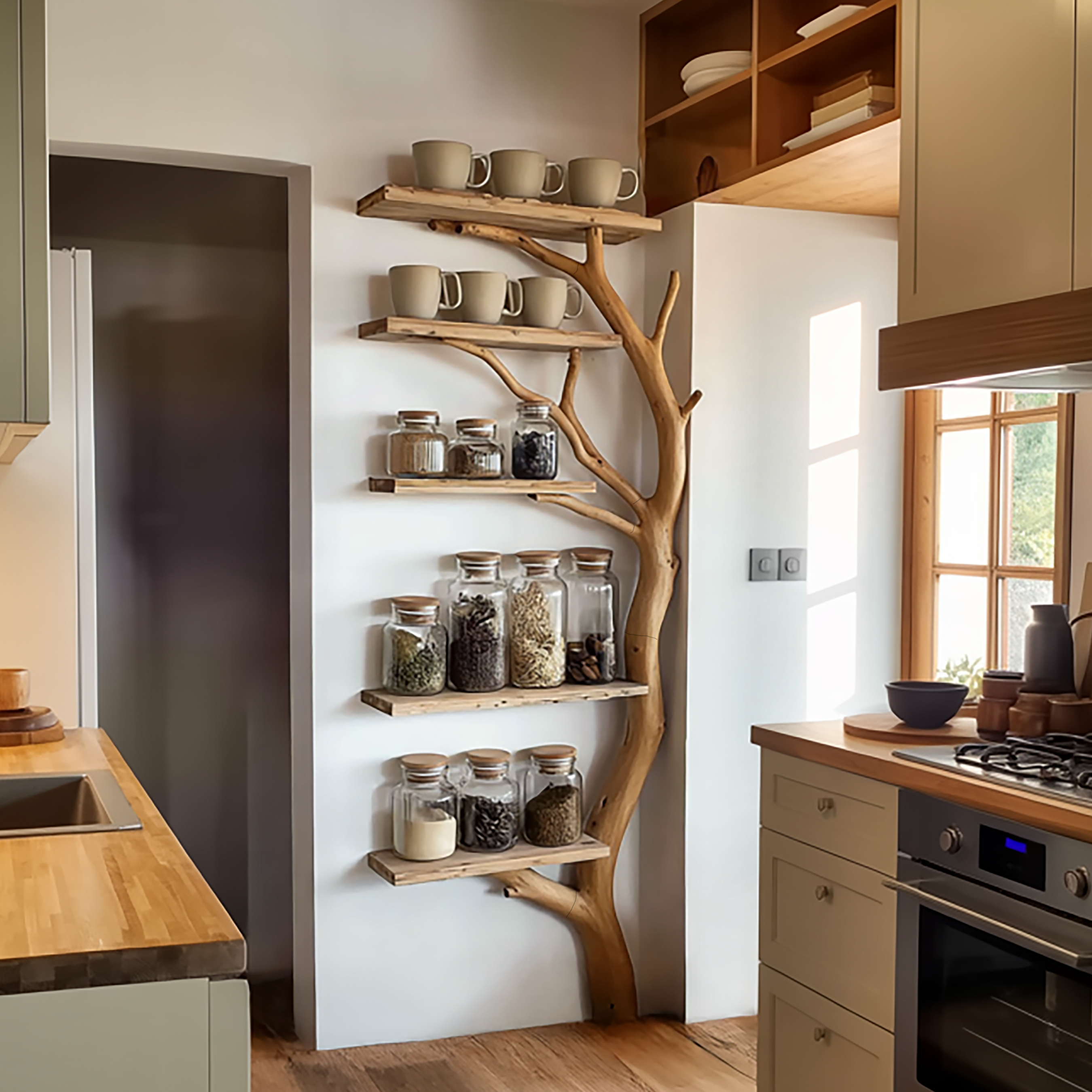 Sculptural Branch Kitchen Storage Shelf Kitchen Interior Pantry Display SINLSATB618