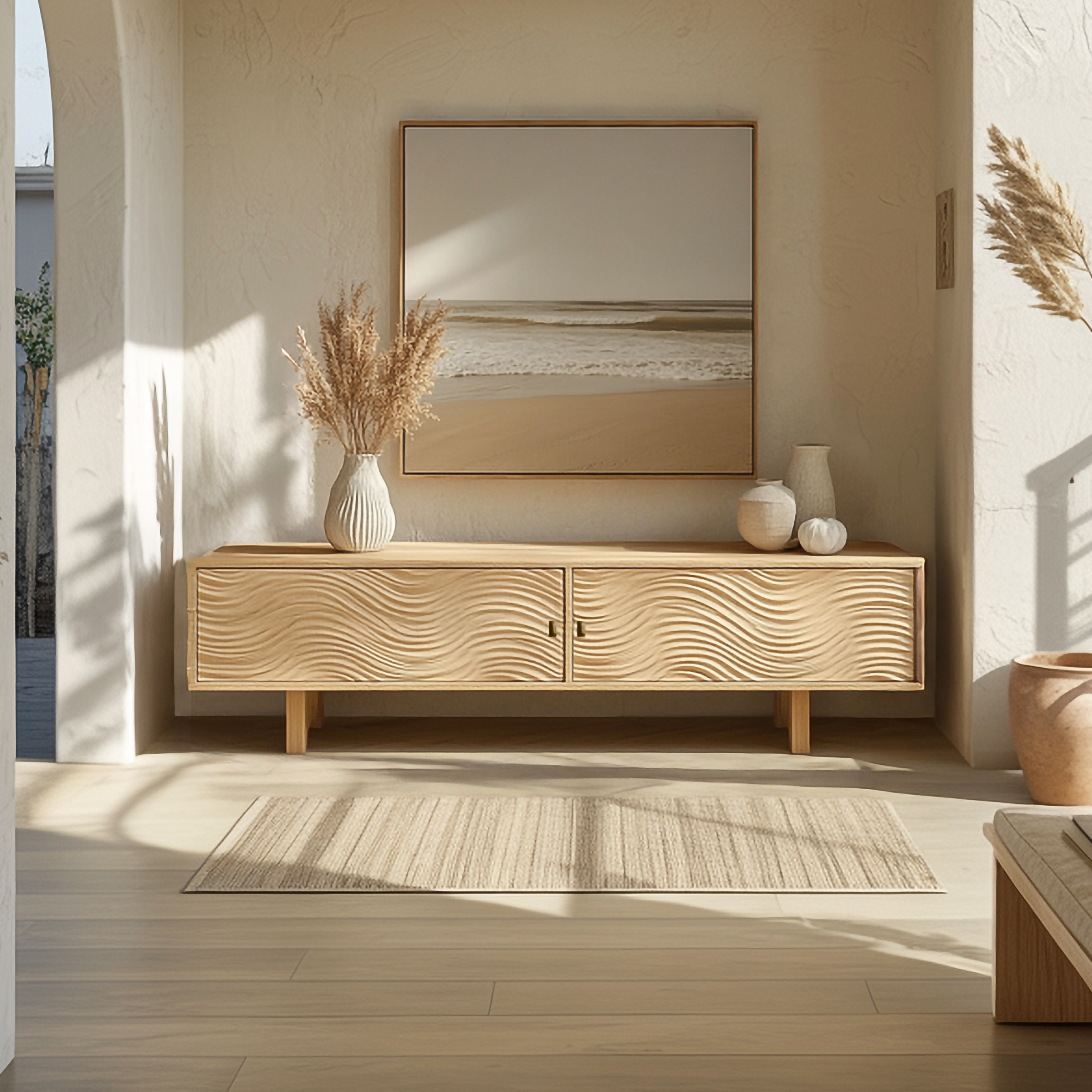 Mediterranean Natural Sideboard Living Room And Entryway SINLSASC345