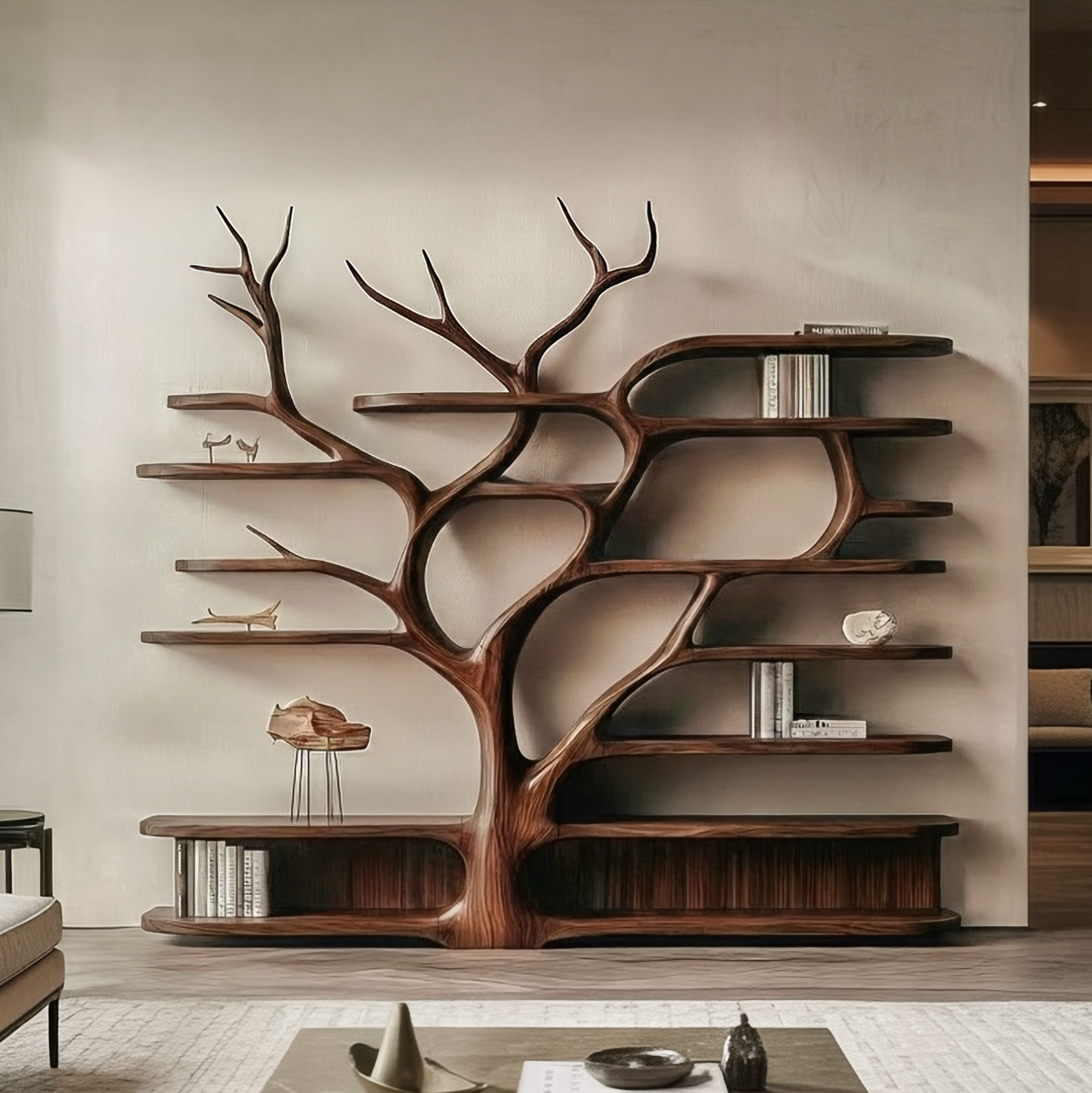 Rustic Artistic Storage Tree Bookshelf For Study Room Or Home Office SINLSATB697