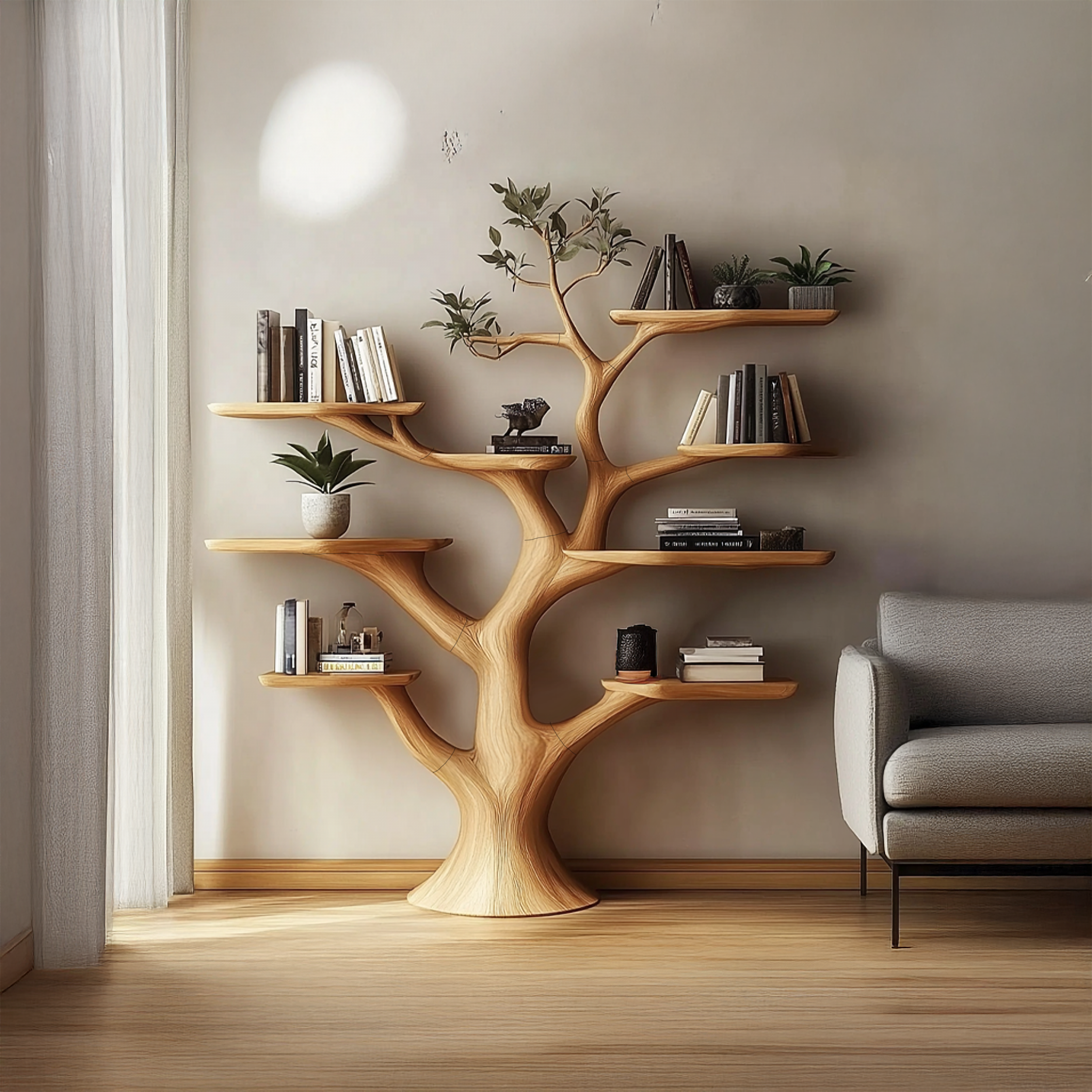 Handmade Walnut Tree Shelf Living Room Decor Gift SINLSATB500