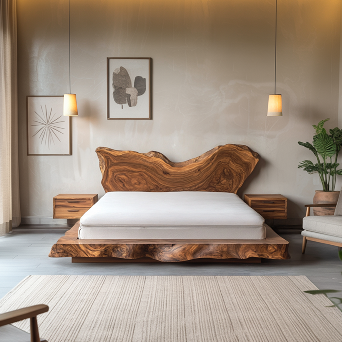 Mid Century Bedroom Solid Timber Bed SINLSAWB080